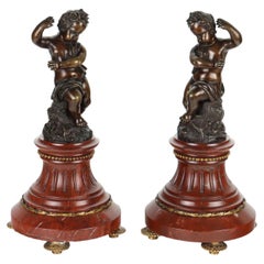 Pair of Bronze Cherubs Italy xx Century