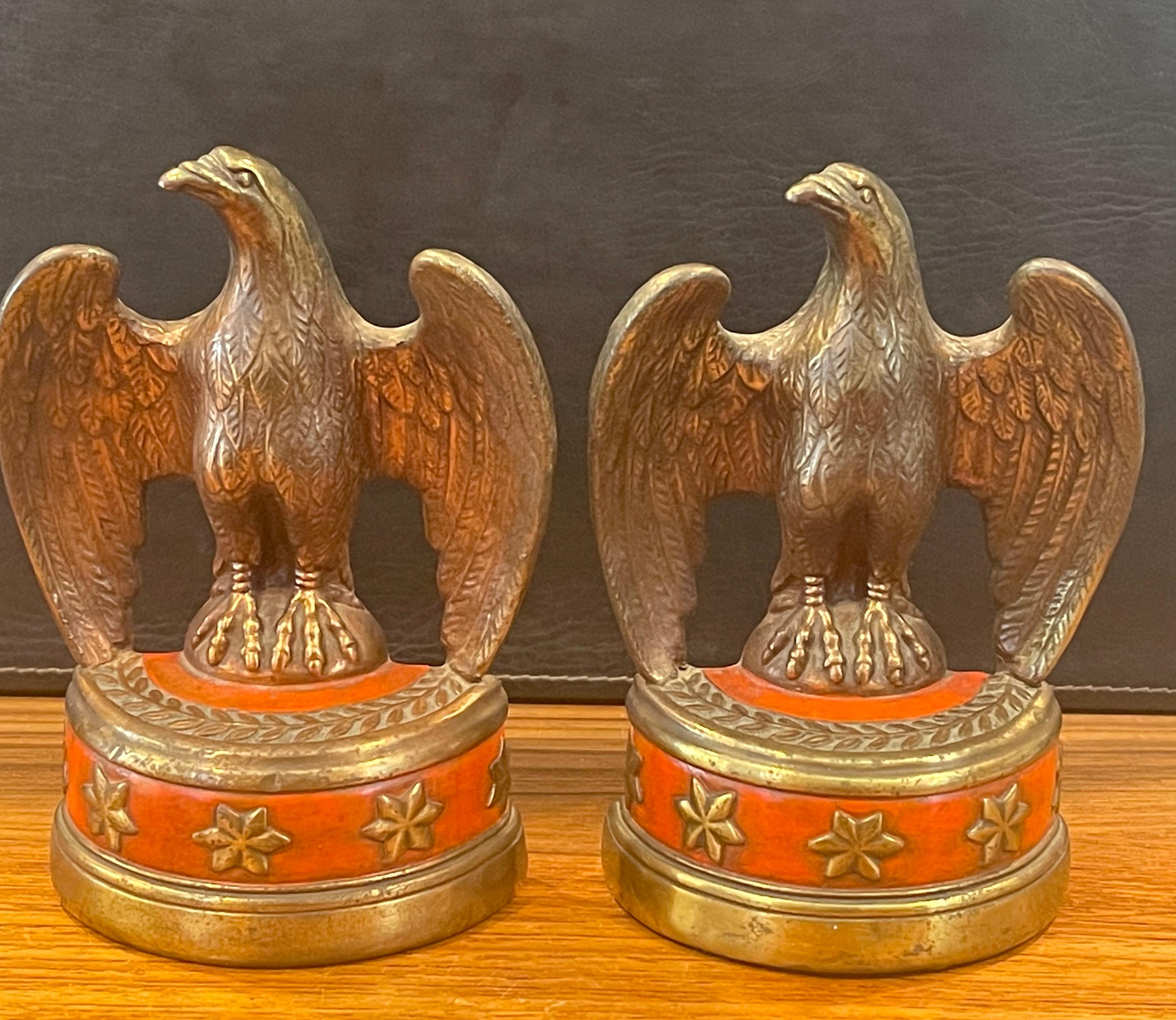 Pair of Bronze Clad American Eagle 'John Kennedy JFK' Bookends In Good Condition In San Diego, CA