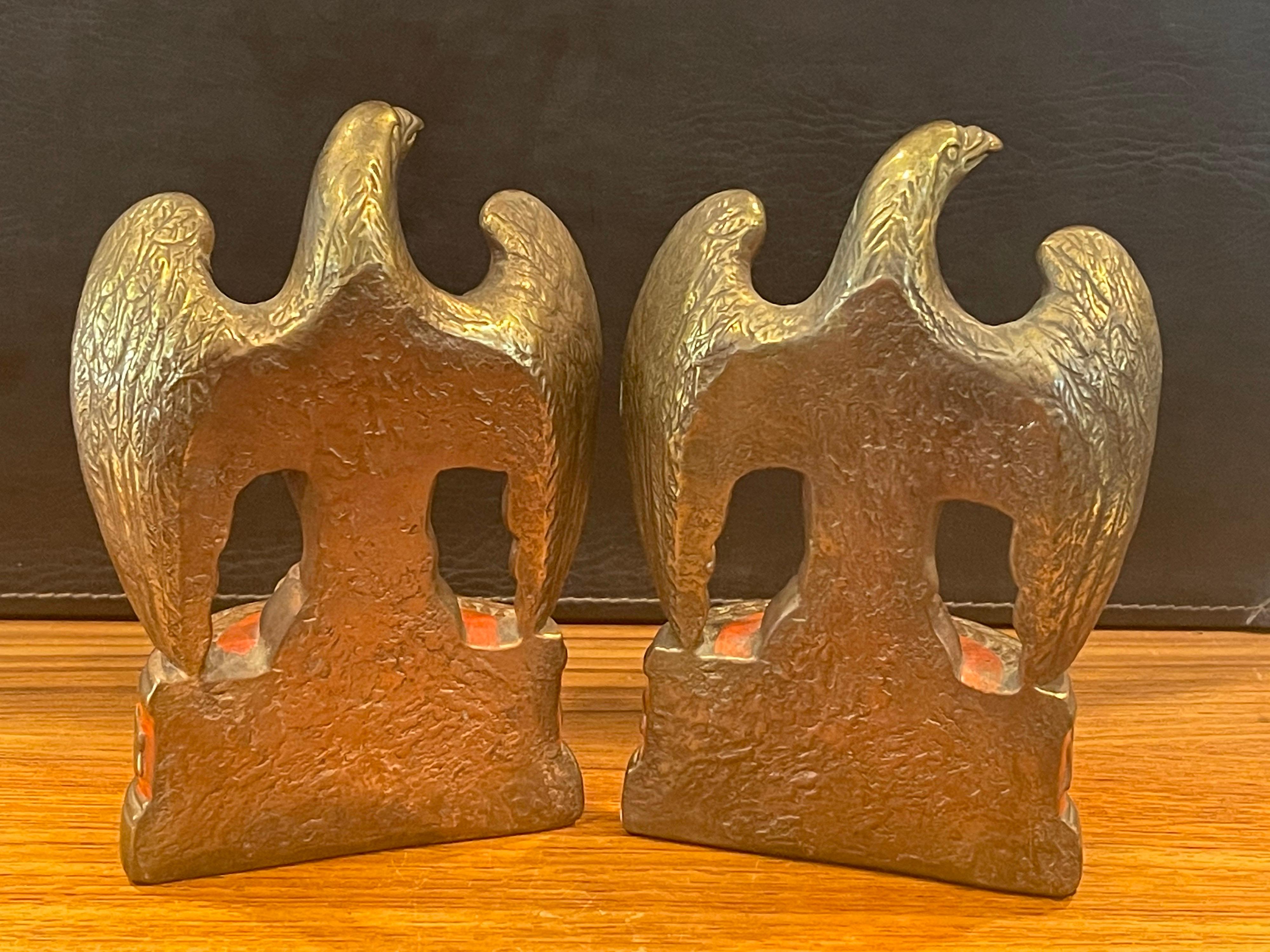 Pair of Bronze Clad American Eagle 'John Kennedy JFK' Bookends 1