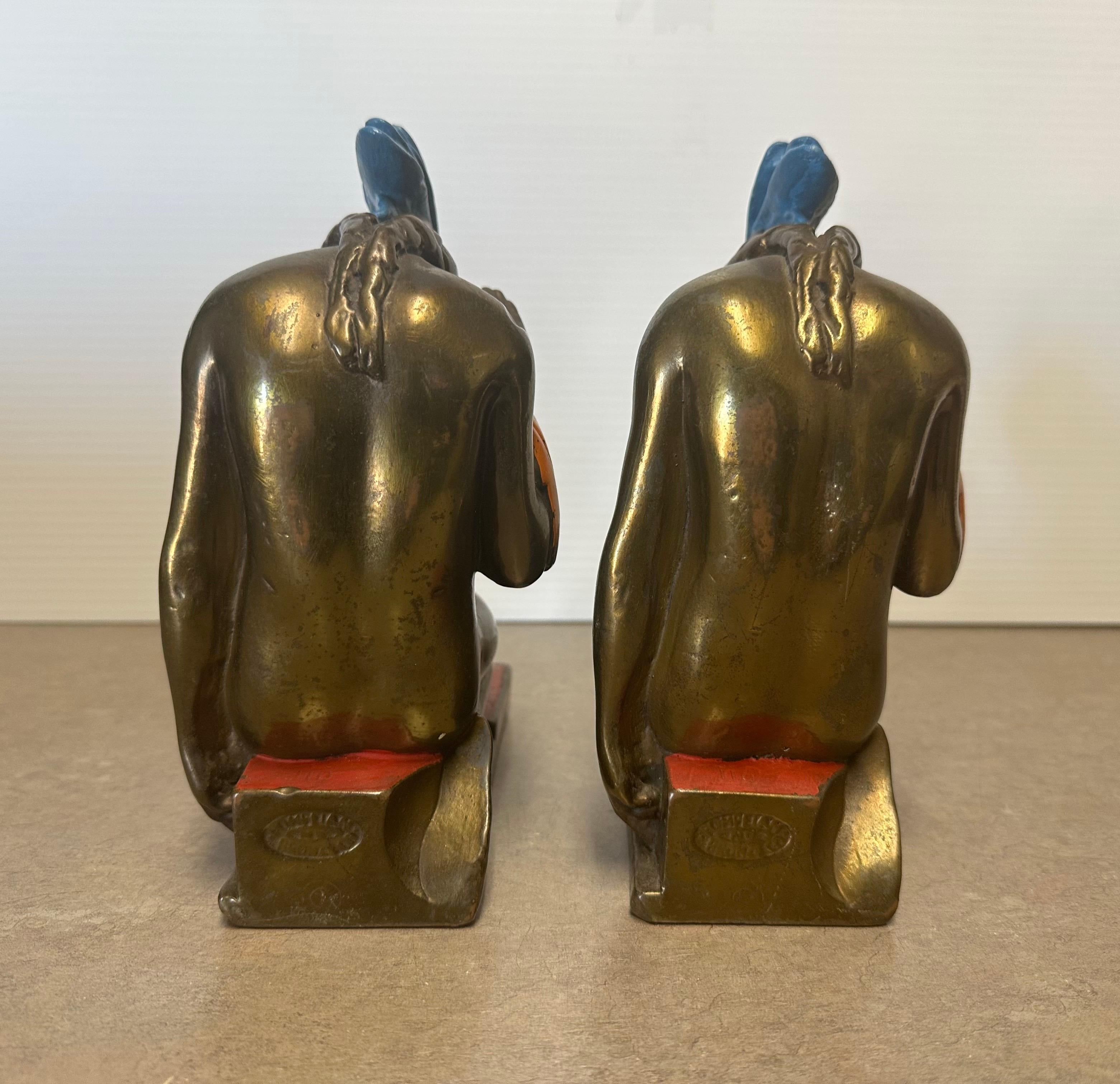 Pair of Bronze-Clad Indian Braves Bookends by Paul Herzel for Pompeian Bronze Co For Sale 5