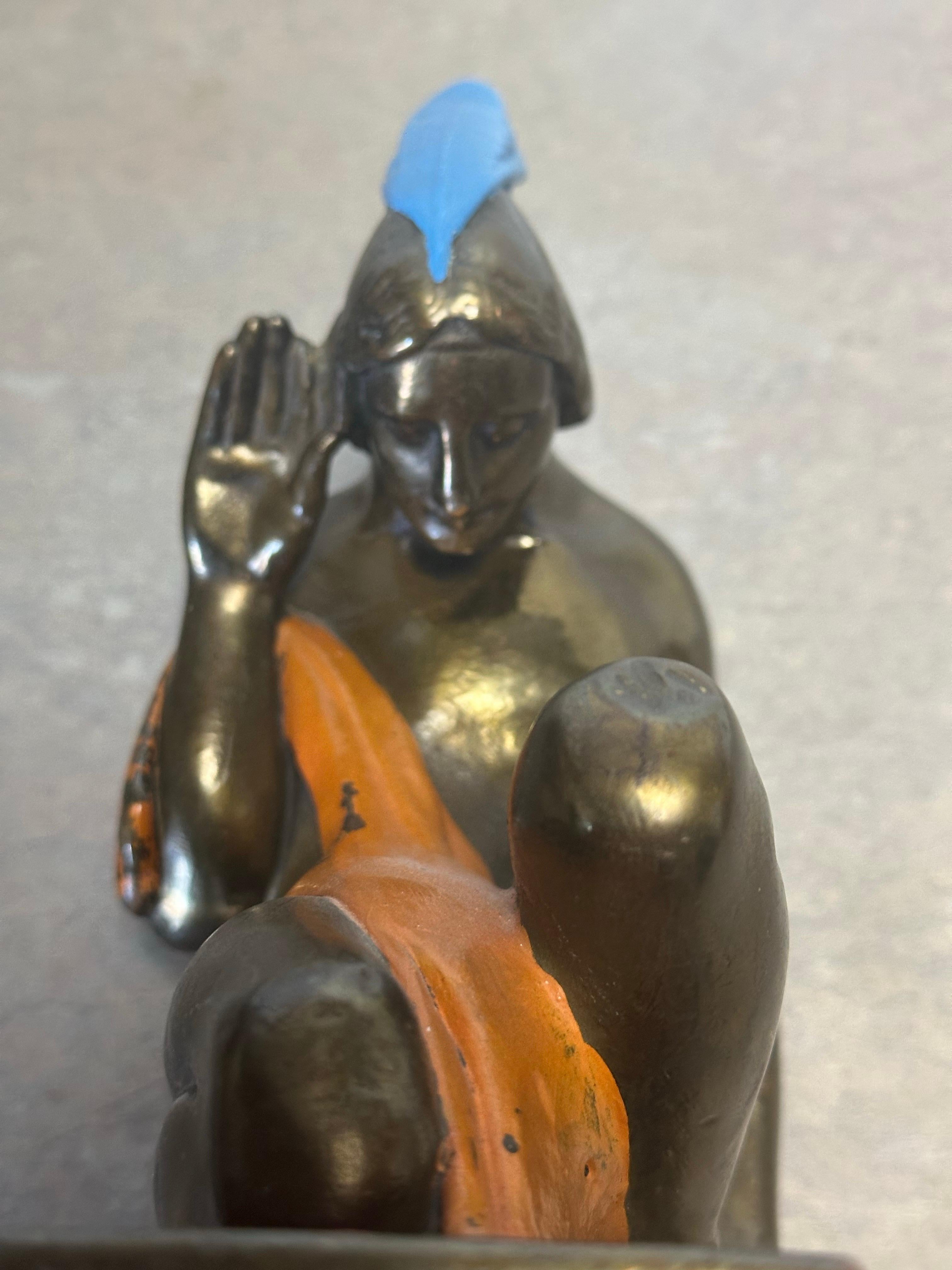 Pair of Bronze-Clad Indian Braves Bookends by Paul Herzel for Pompeian Bronze Co For Sale 10