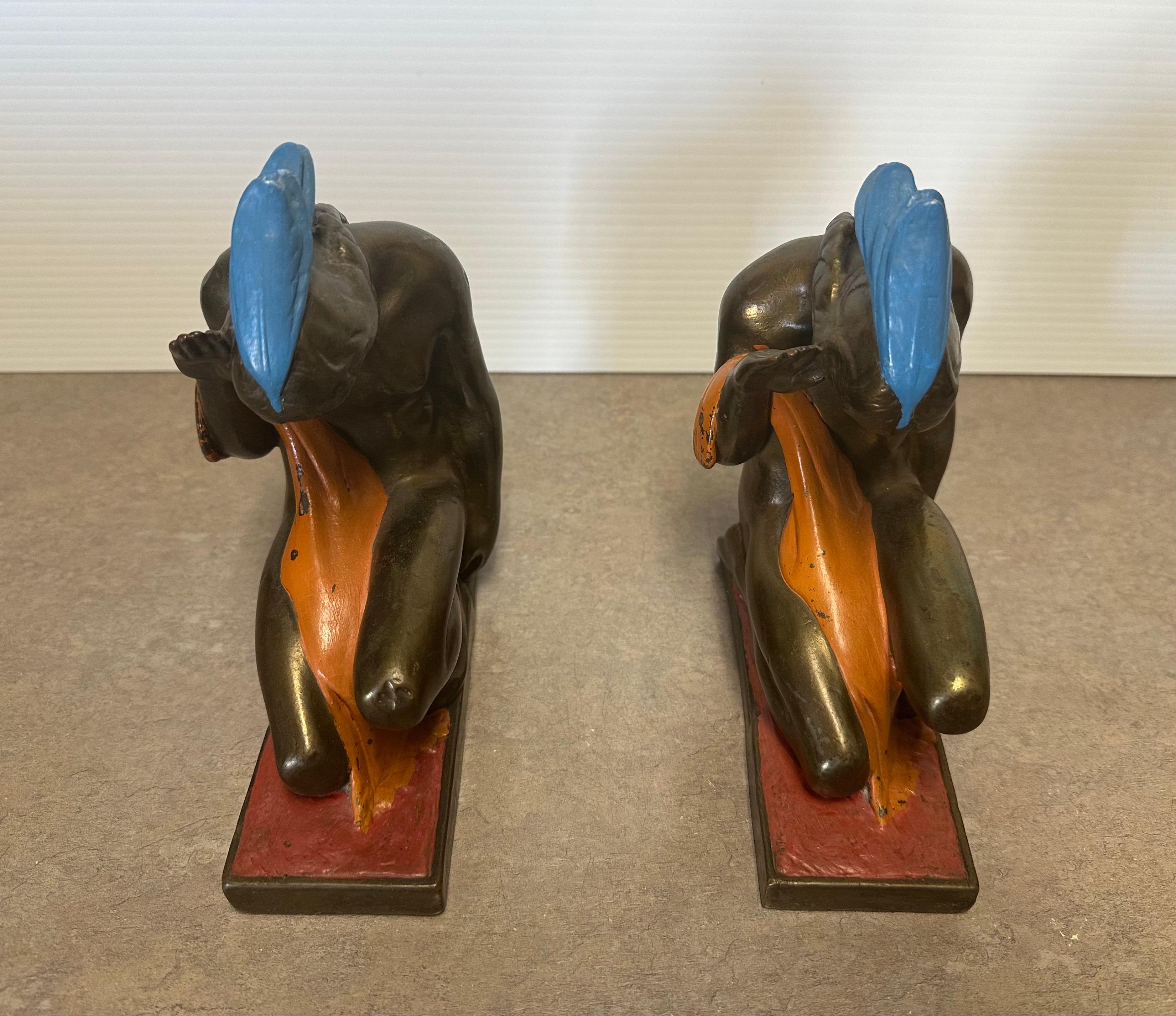 Pair of Bronze-Clad Indian Braves Bookends by Paul Herzel for Pompeian Bronze Co For Sale 11