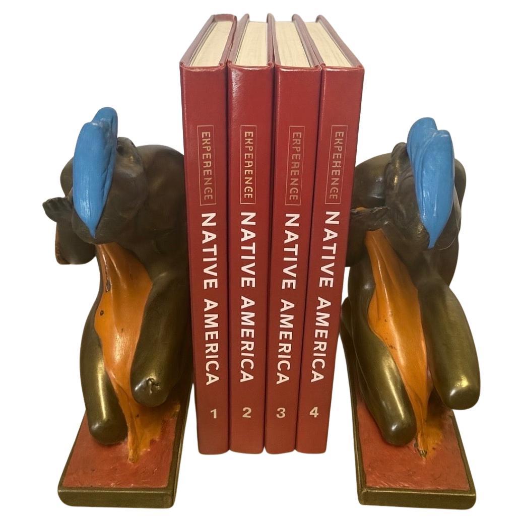 Pair of Bronze-Clad Indian Braves Bookends by Paul Herzel for Pompeian Bronze Co For Sale 12