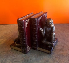 Pair of Bronze Clad Monkey Bookends
