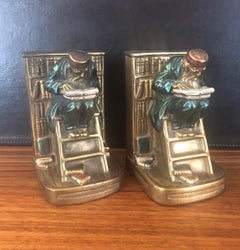 Pair of Bronze Clad "Old Professor" Bookends by Marion Bronze Co.