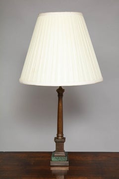 Pair of Bronze Column Lamps