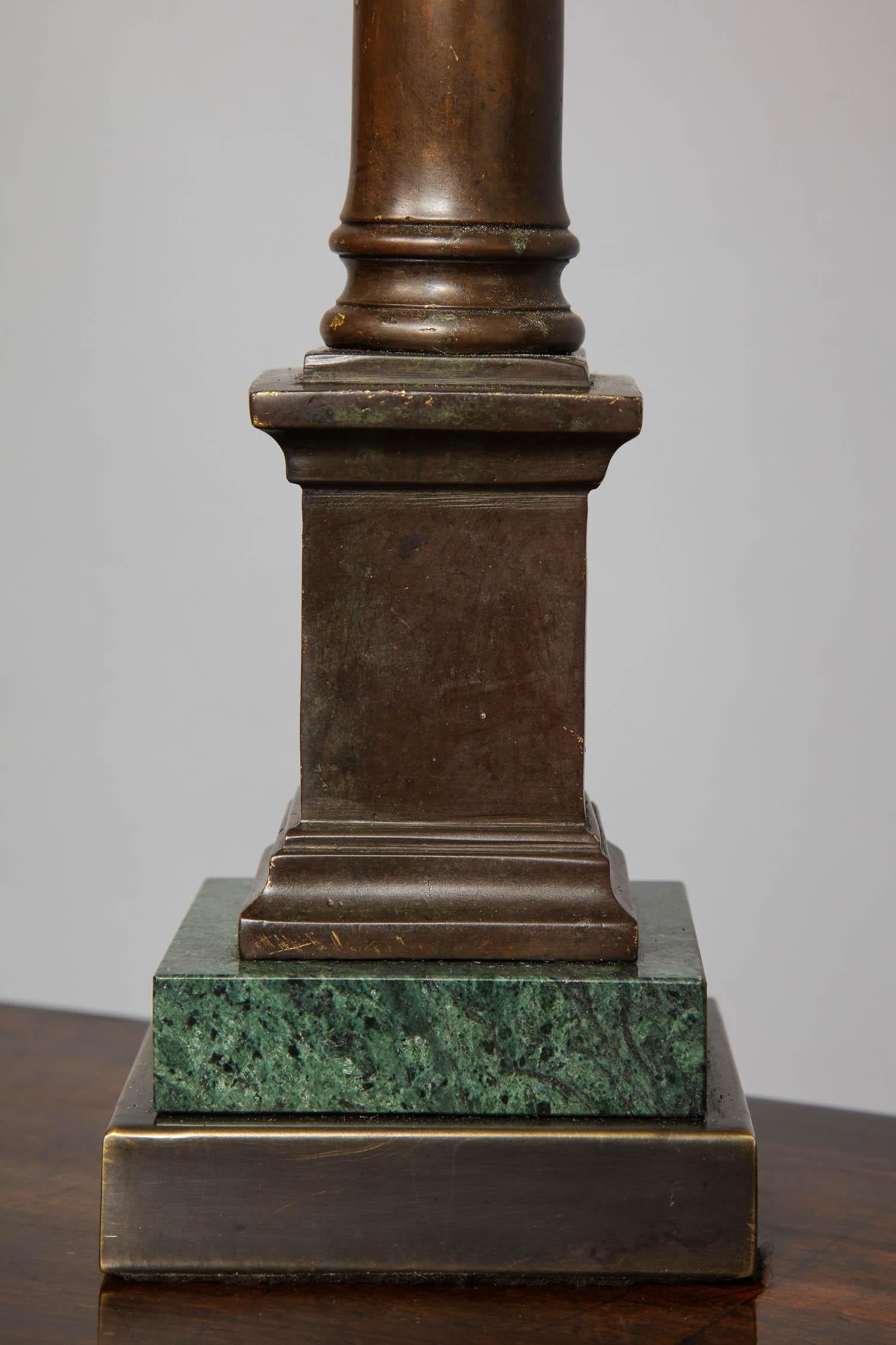 Pair of Bronze Column Lamps 3