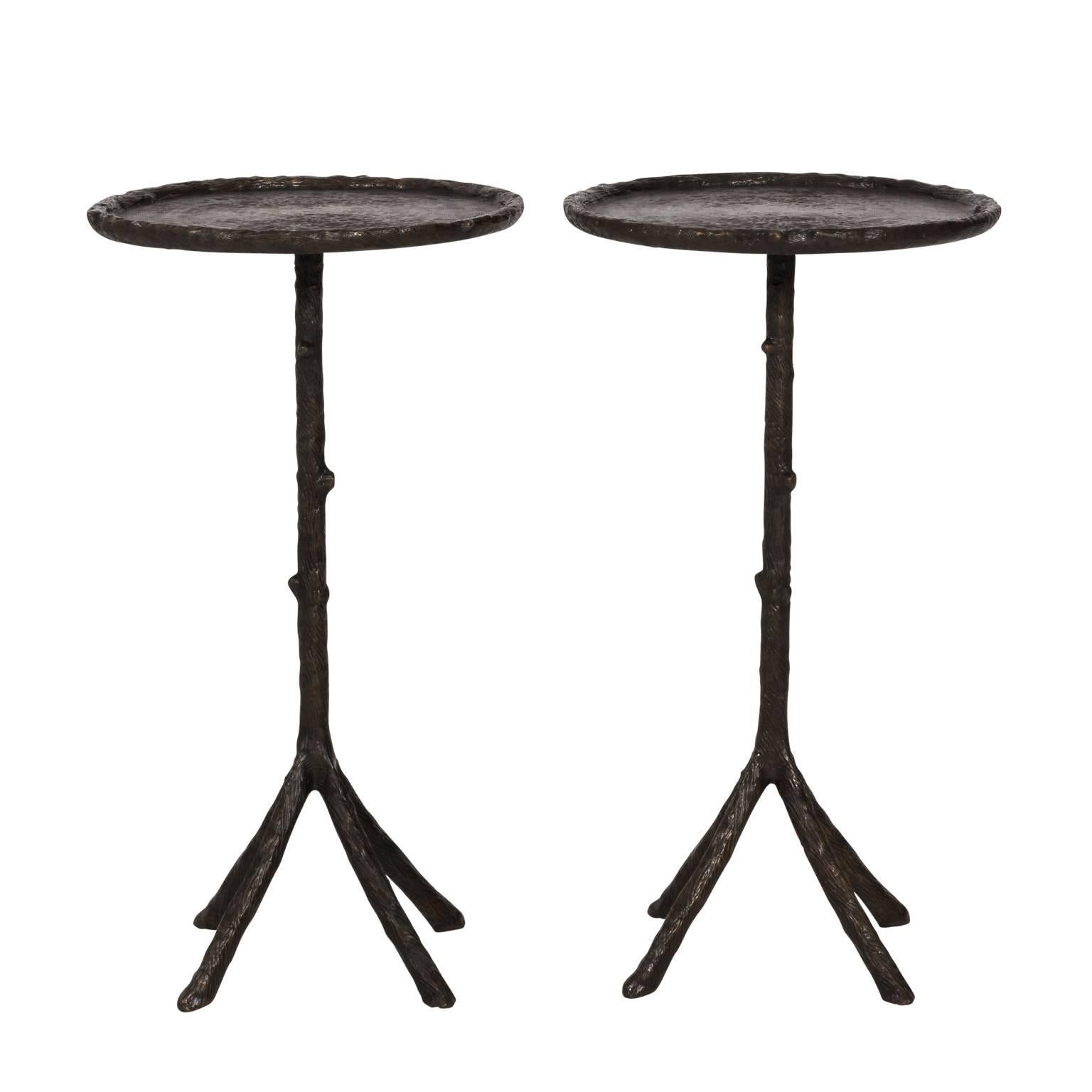 Pair of Bronze Corbin Winston Twig Side Tables For Sale