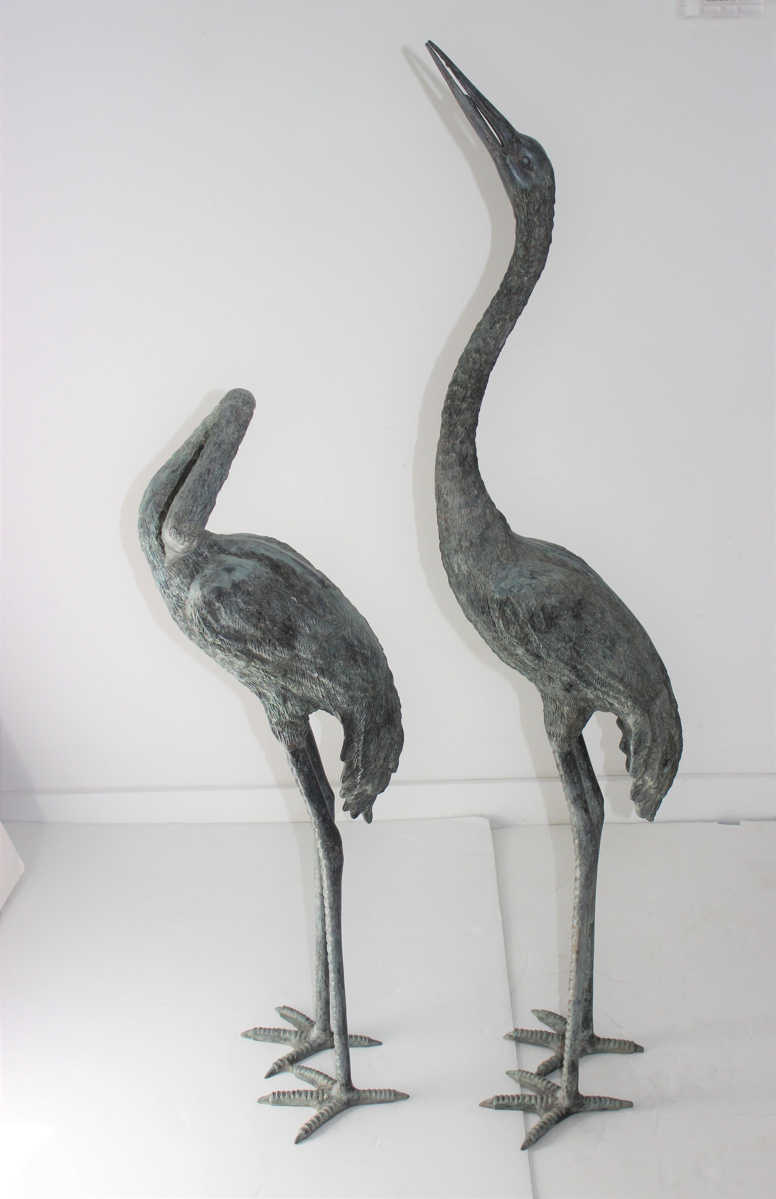 Pair of Bronze Crane Figures 4