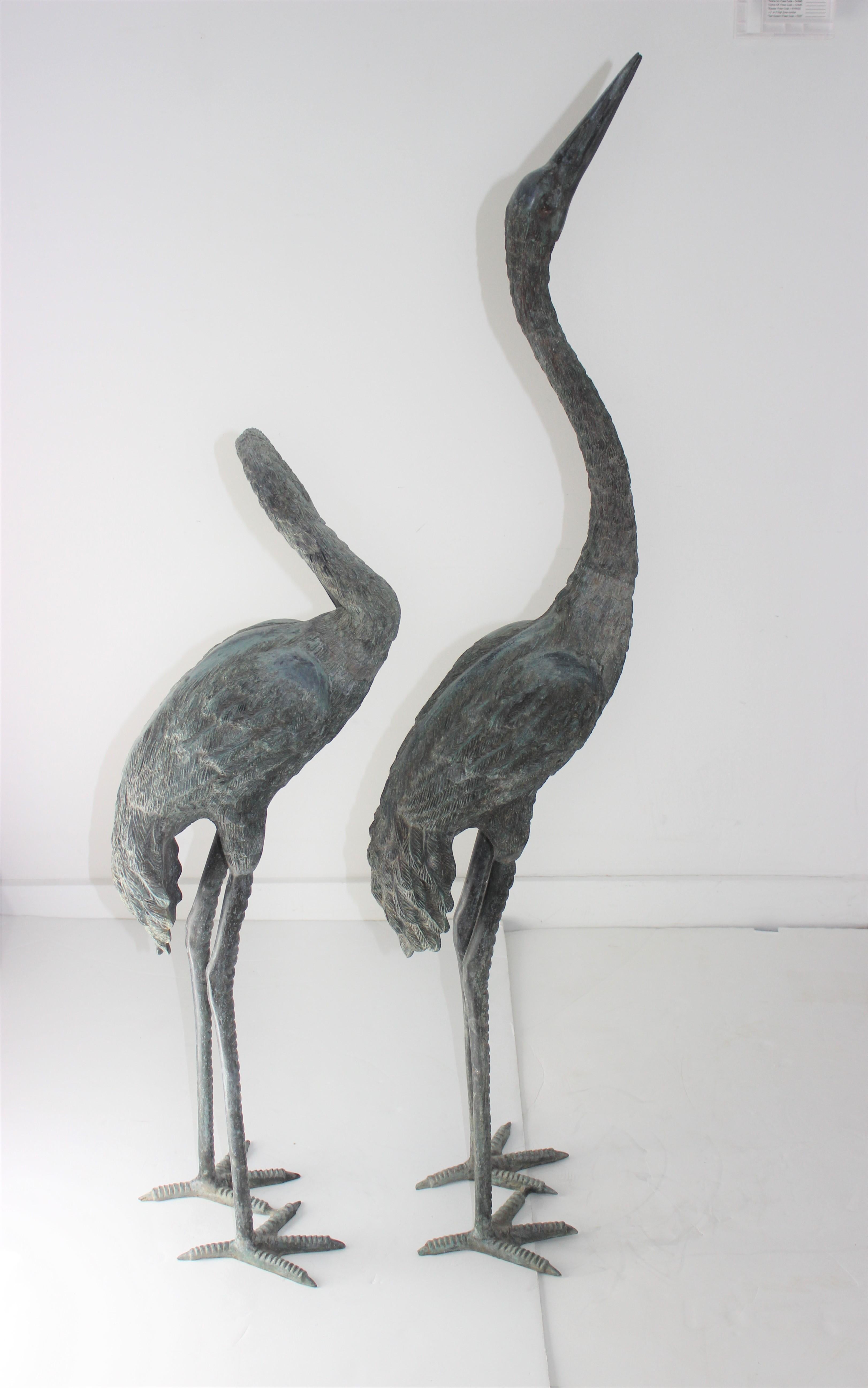 Pair of Bronze Crane Figures 5