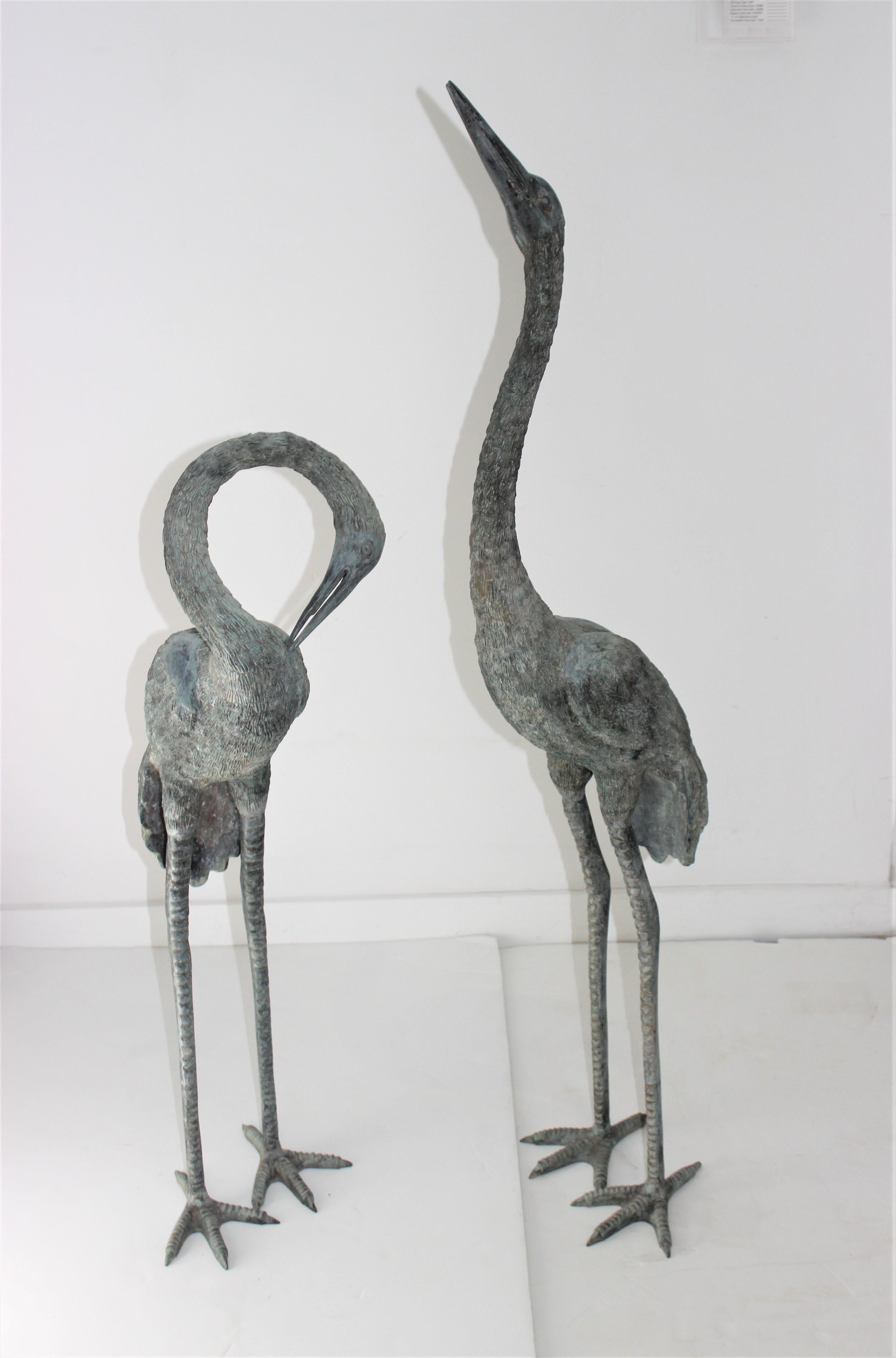 Pair of Bronze Crane Figures 6
