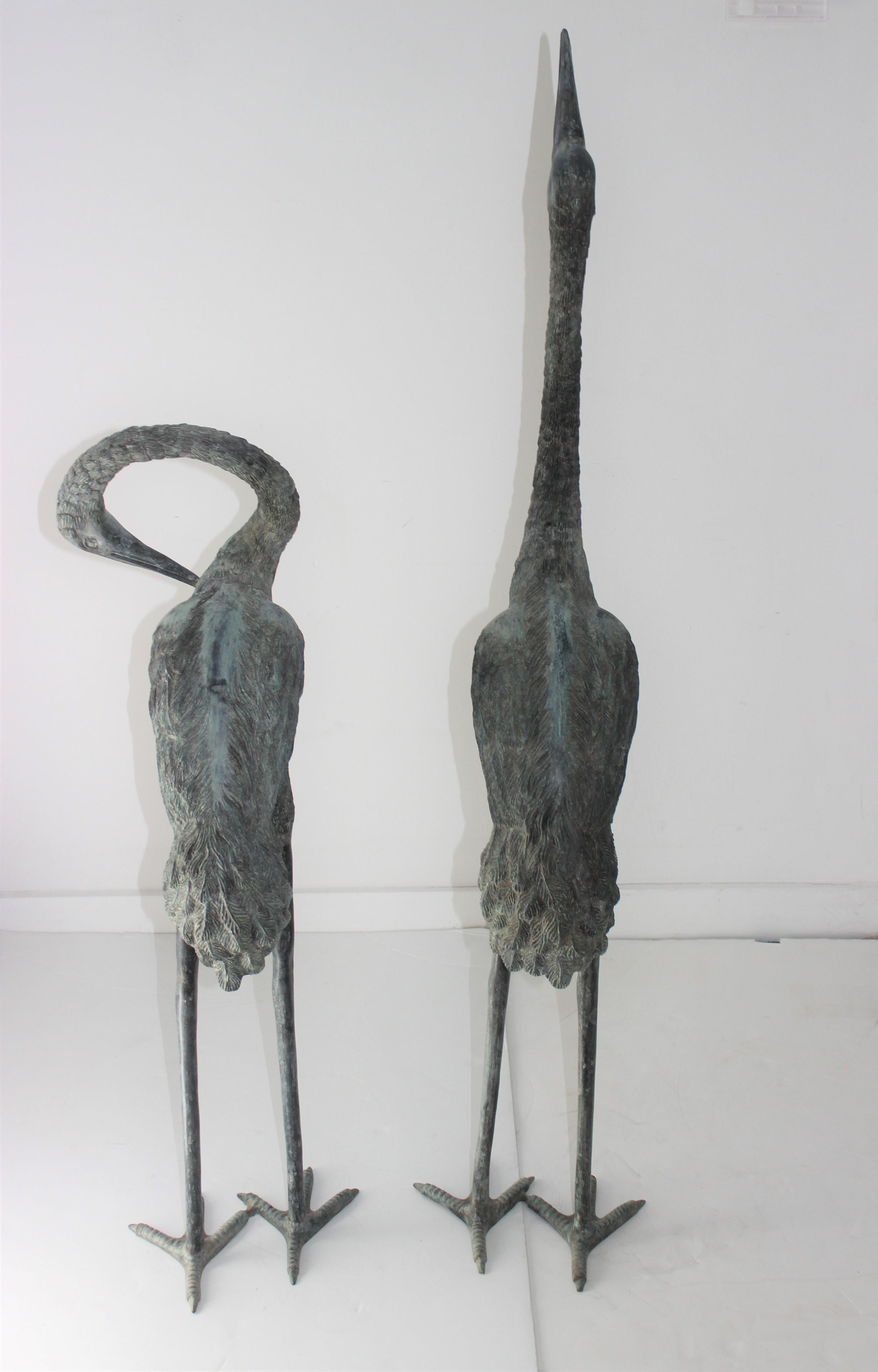 Pair of Bronze Crane Figures 1