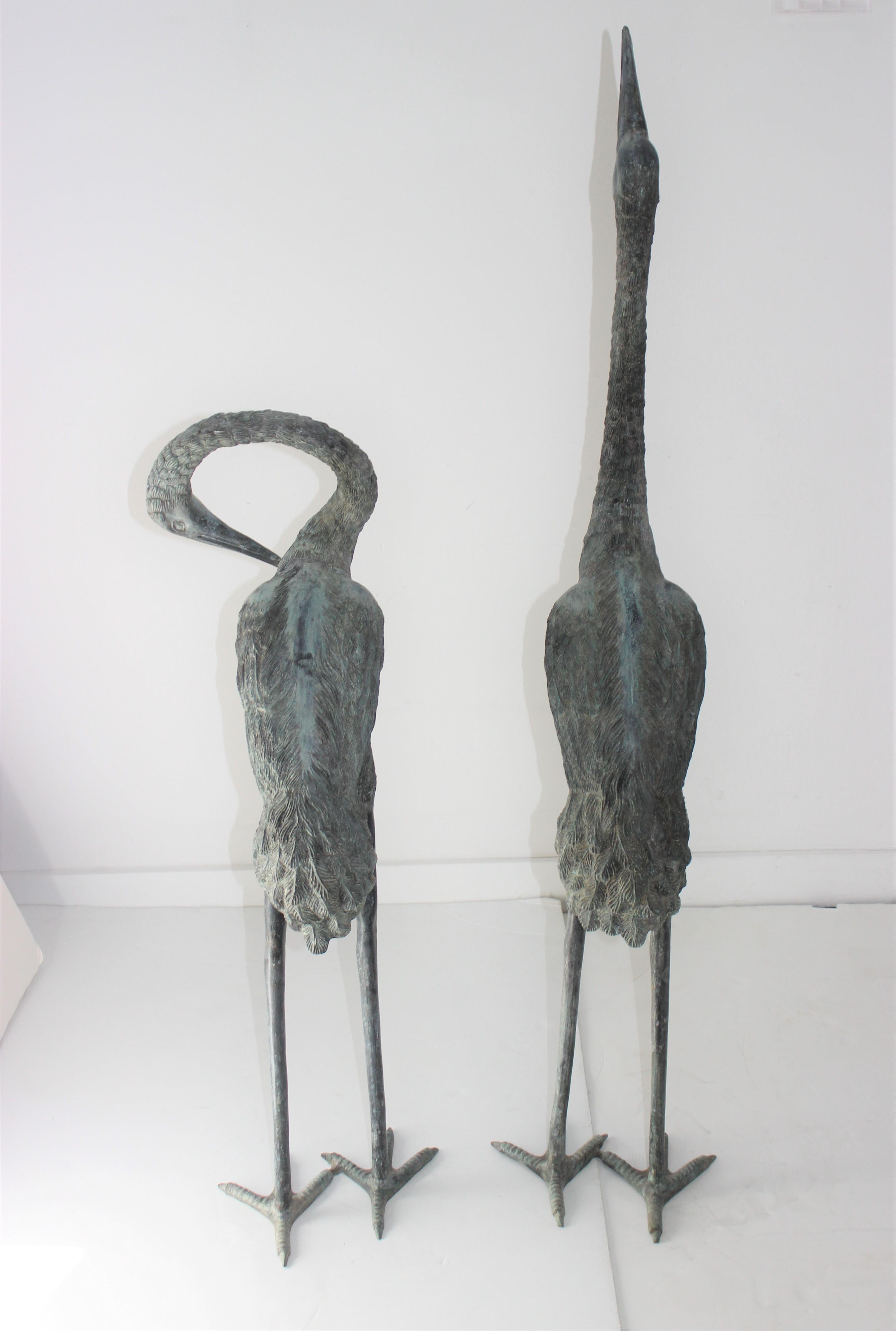 Pair of Bronze Crane Figures 2