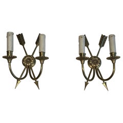 Coppia di lampade da parete in bronzo Cross Arrows