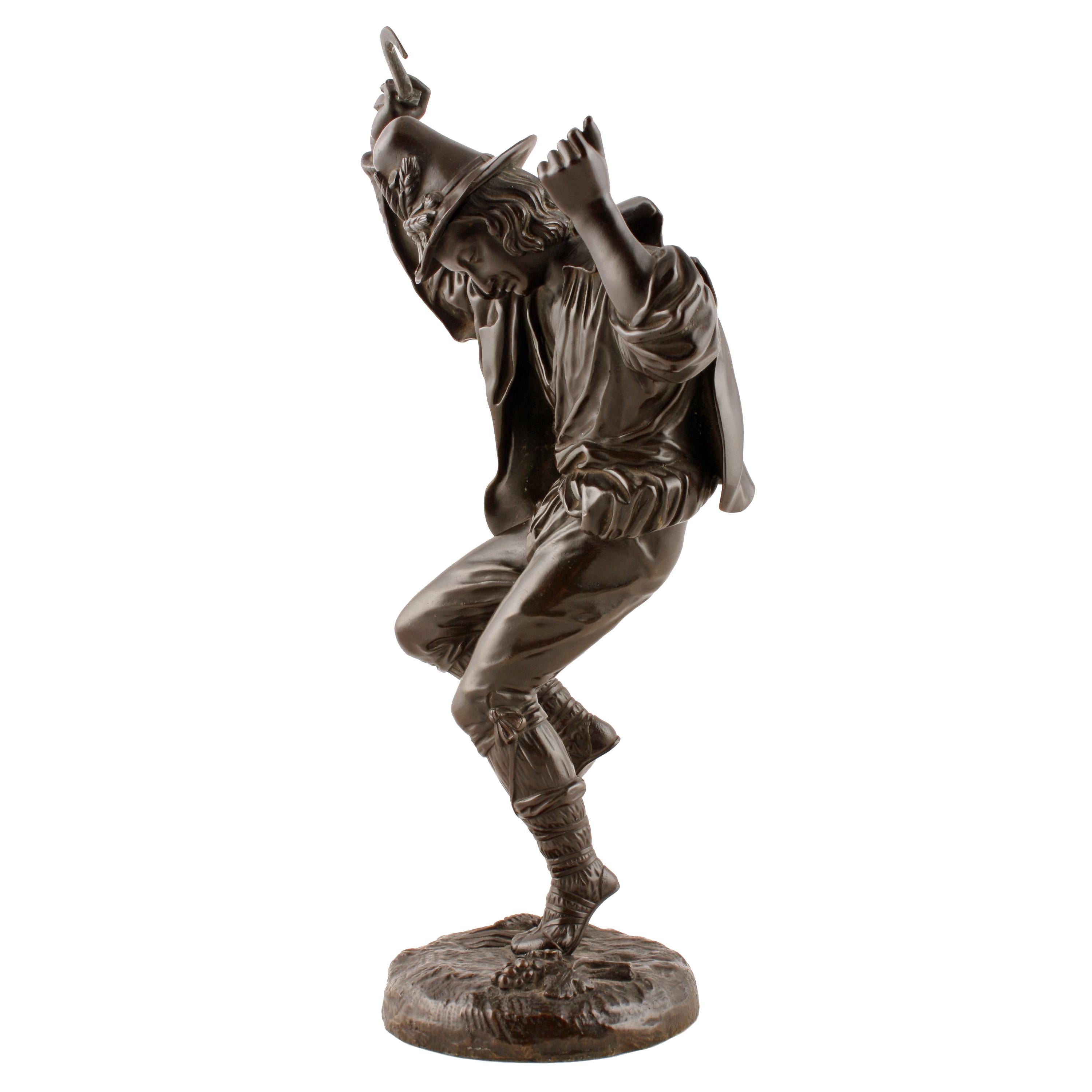 English Pair of Bronze Dancing Peasant Figures For Sale