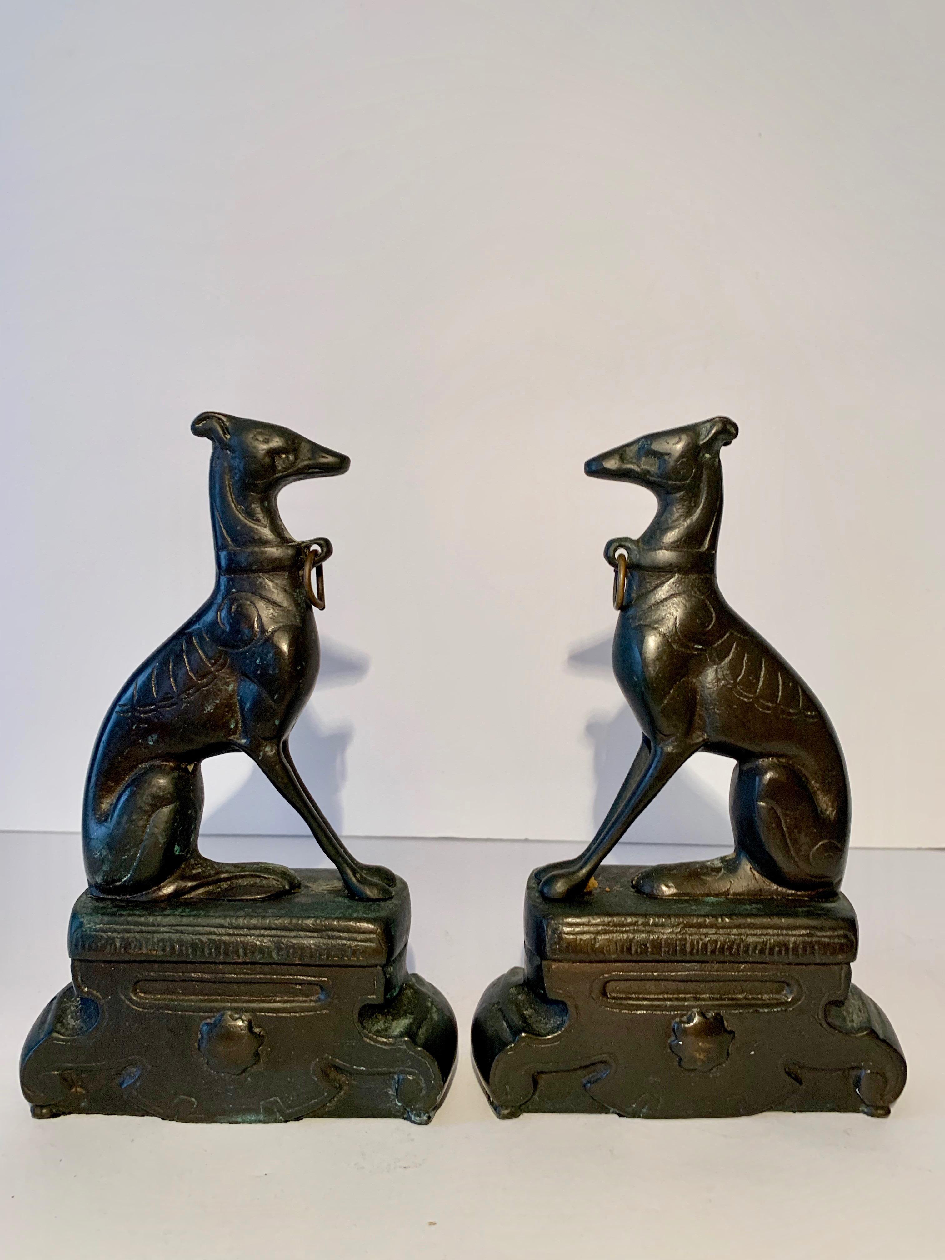 Mid-Century Modern Pair of Bronze Doberman Pincher Dog Bookends