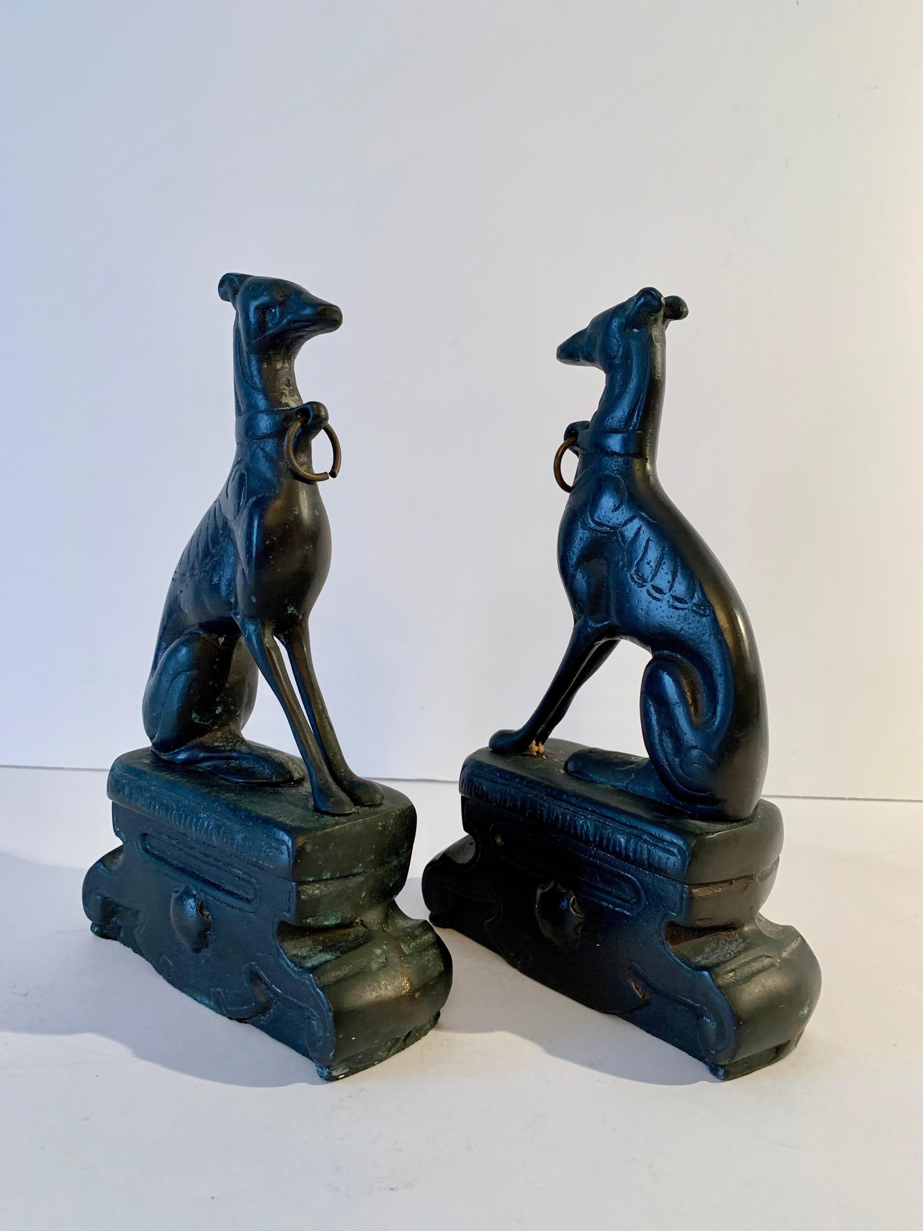 Pair of Bronze Doberman Pincher Dog Bookends In Good Condition In Los Angeles, CA