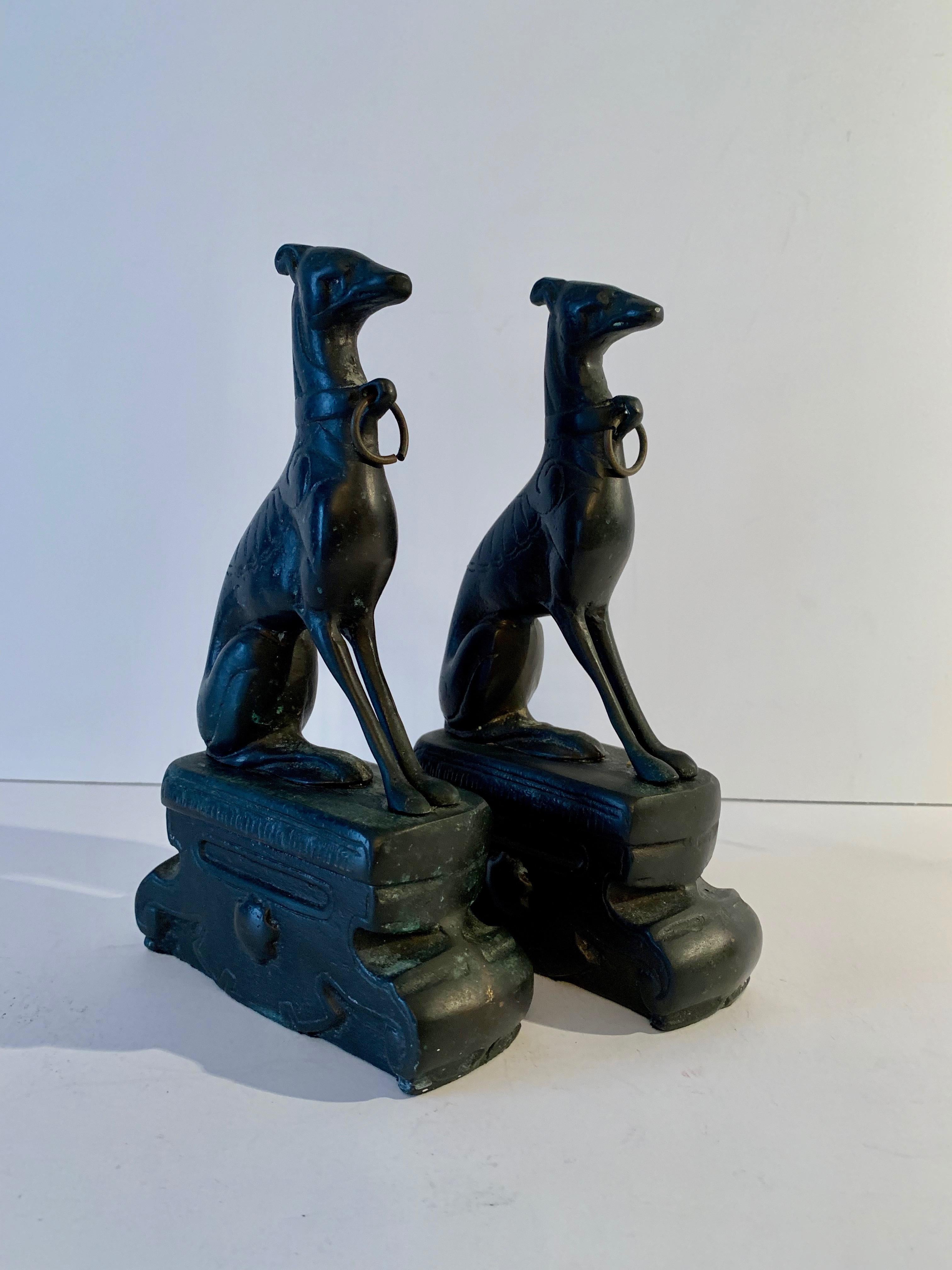 20th Century Pair of Bronze Doberman Pincher Dog Bookends