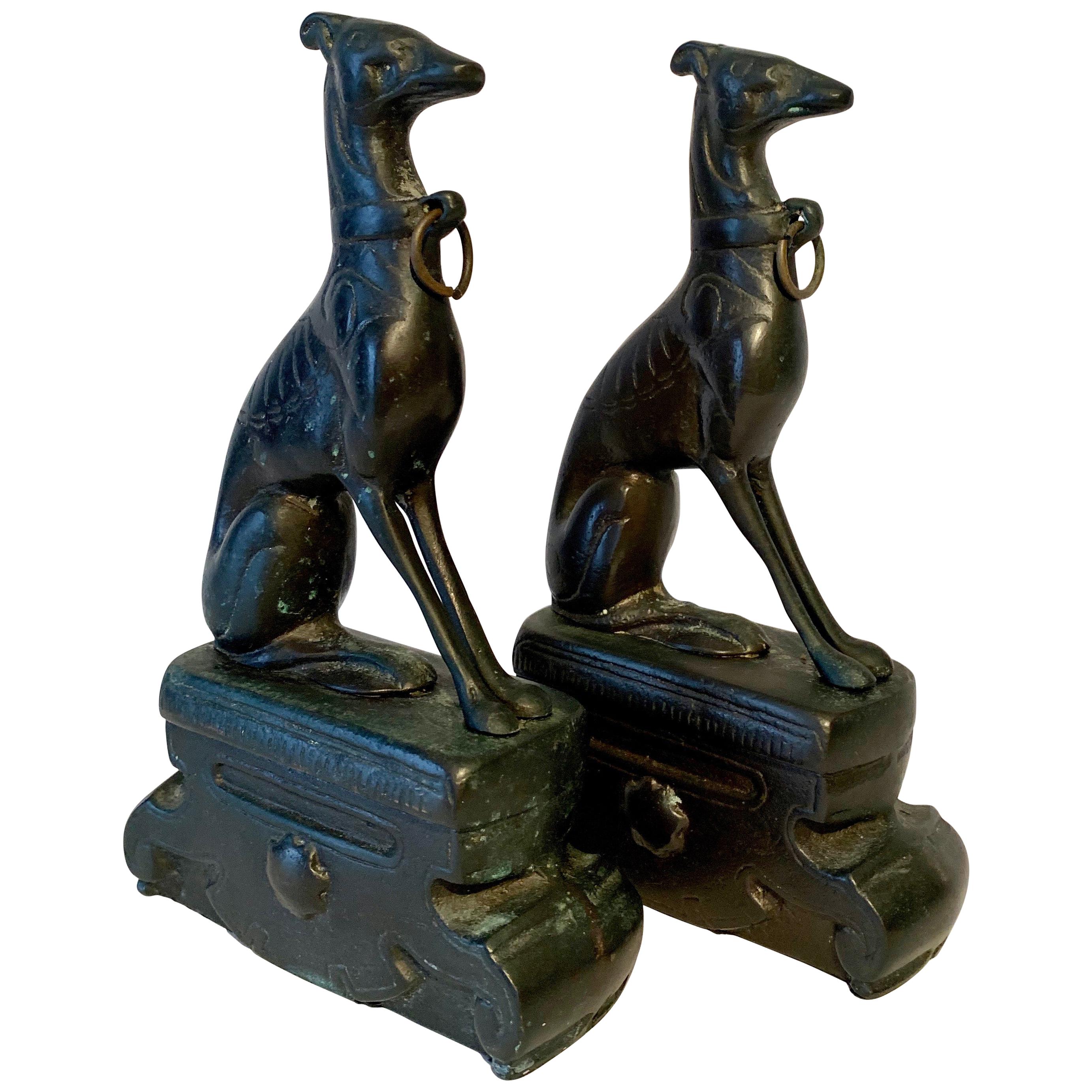 Pair of Bronze Doberman Pincher Dog Bookends