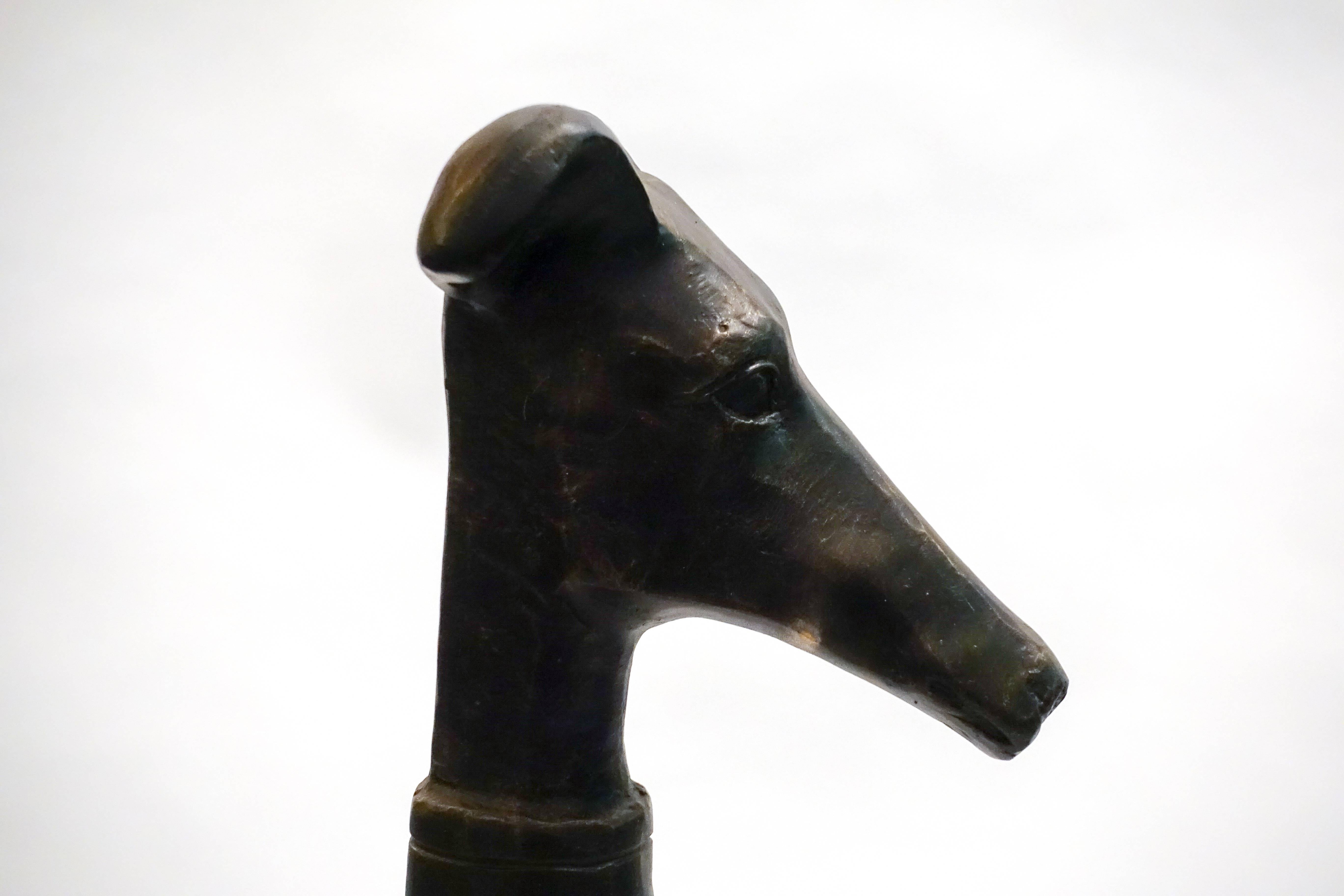 Contemporary Pair of Bronze Dog with Collar Andirons