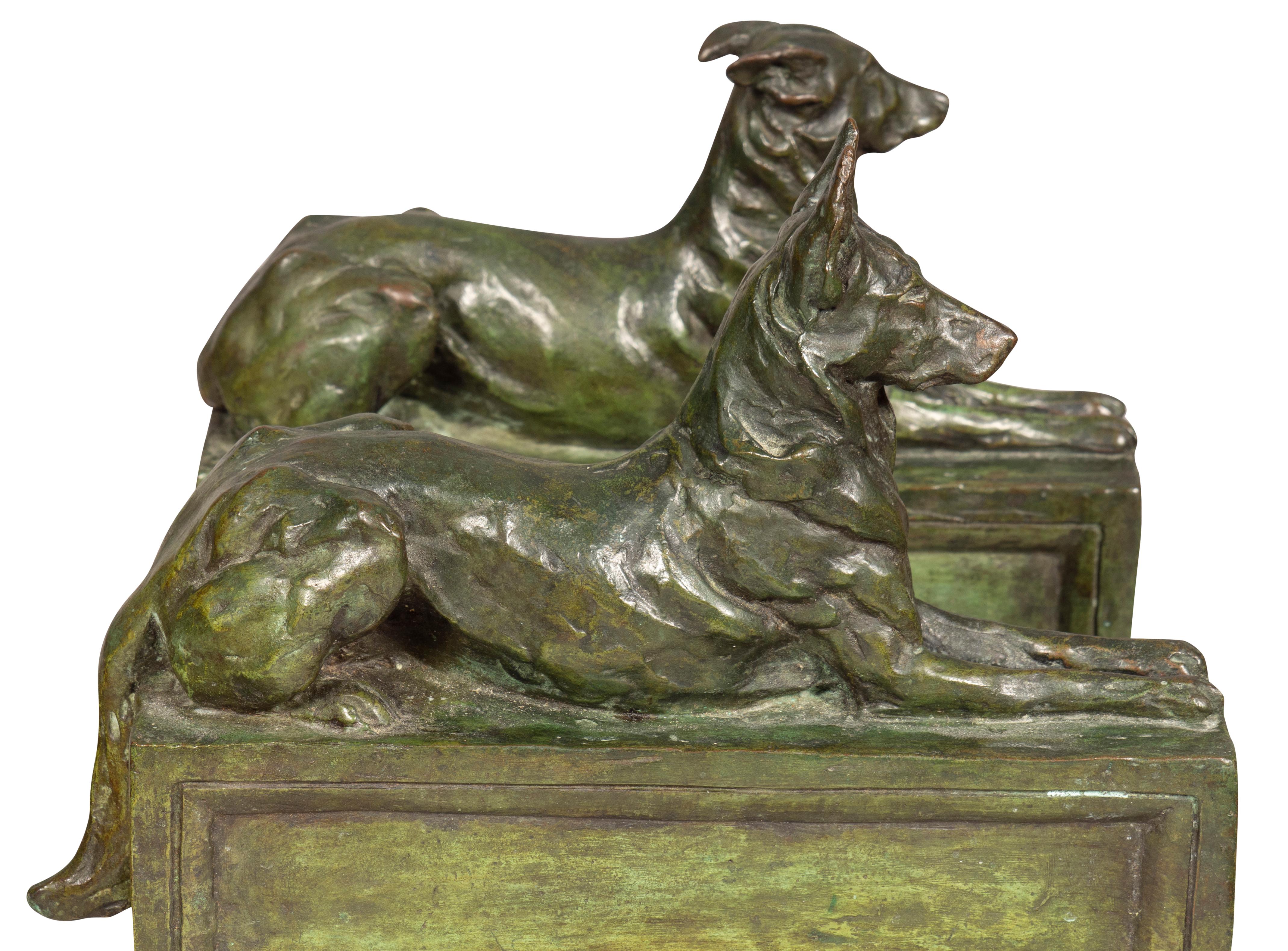 Pair Of Bronze Dogs By F.B Godwin For Sale 8