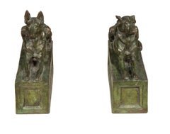 Pair Of Bronze Dogs By F.B Godwin