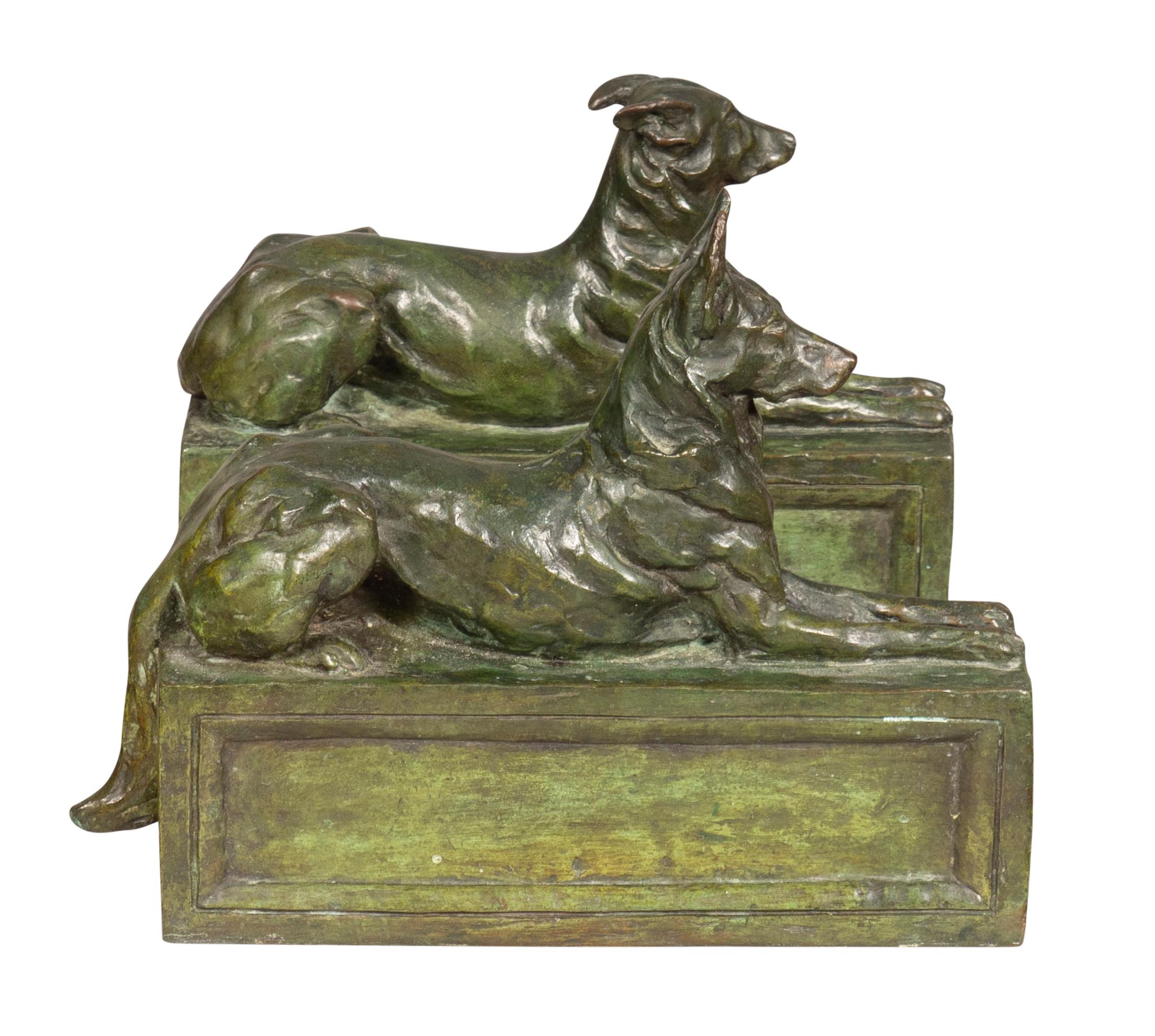 Pair Of Bronze Dogs By F.B Godwin In Good Condition For Sale In Essex, MA