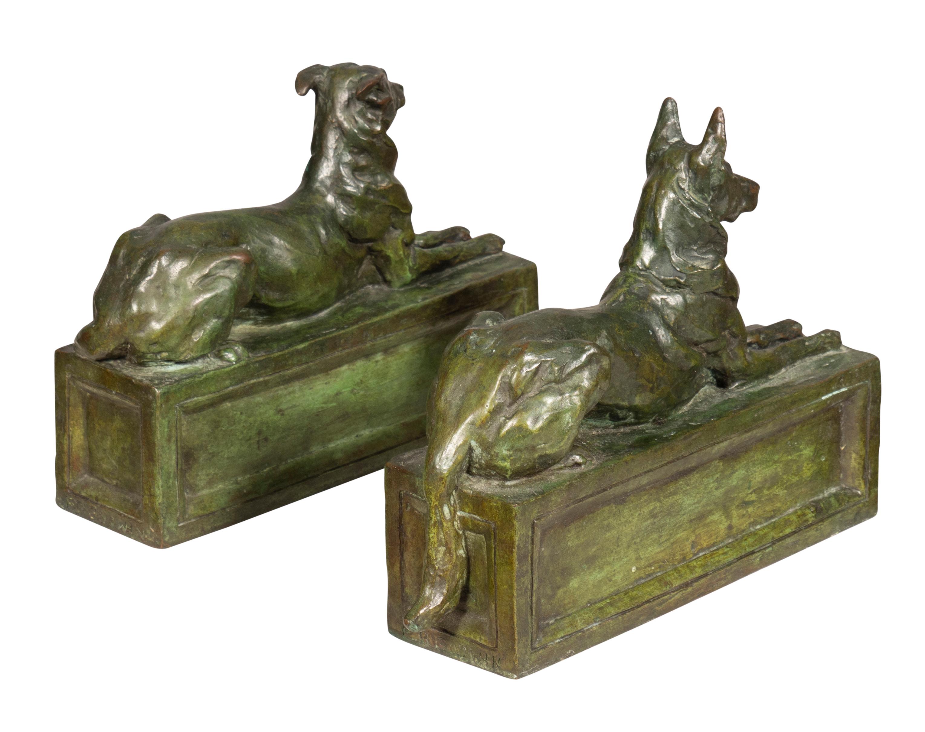 20th Century Pair Of Bronze Dogs By F.B Godwin For Sale