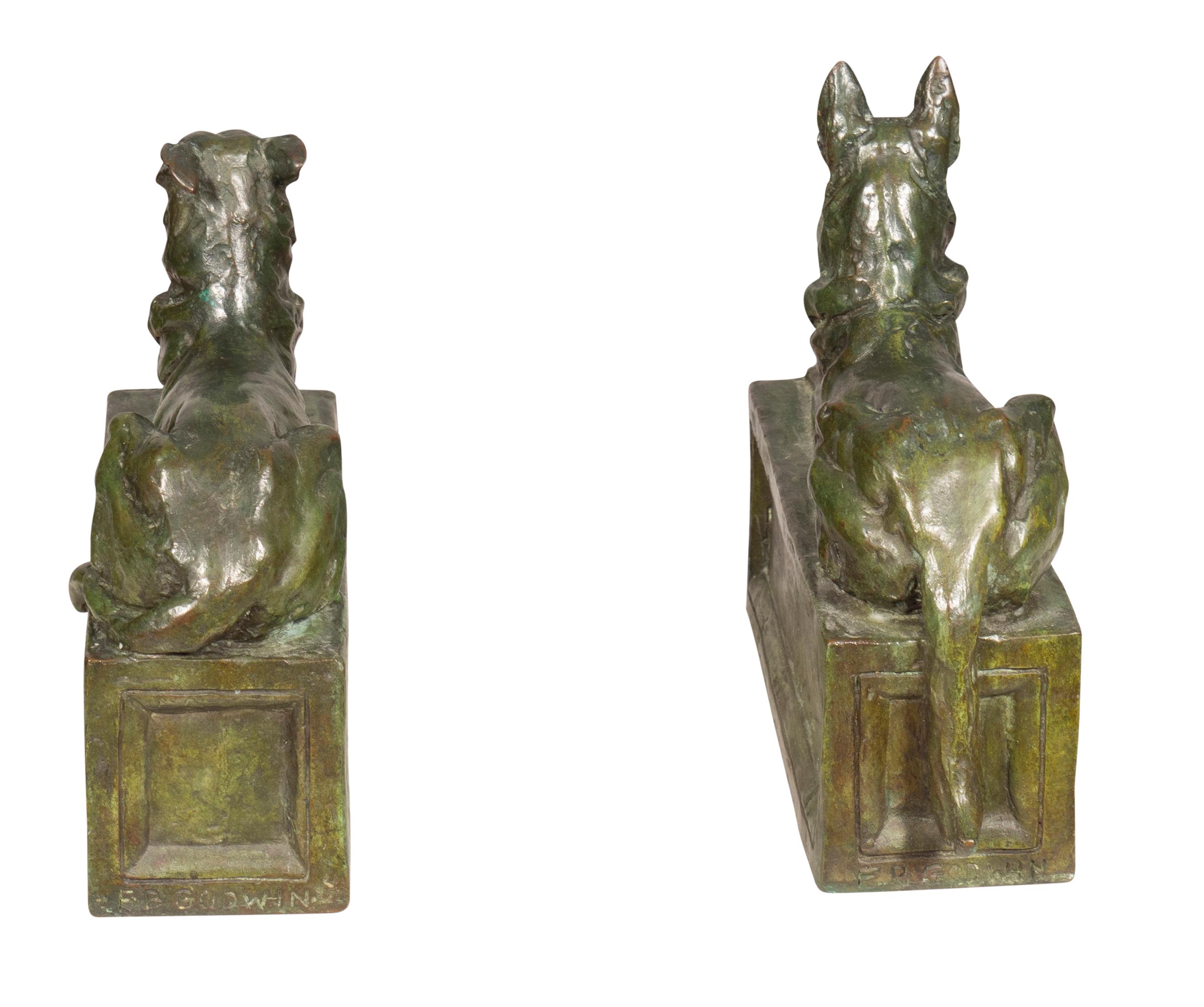 Pair Of Bronze Dogs By F.B Godwin For Sale 1
