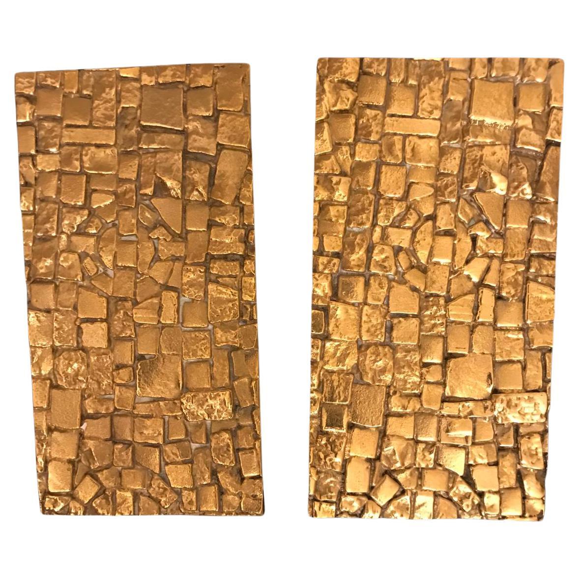 Pair of Bronze Door Handles, 1970s in vendita