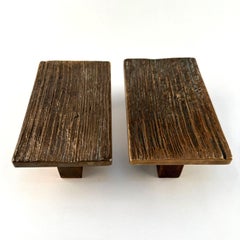 Paire de poignées de porte en bronze Push & Pull avec relief vertical raffiné