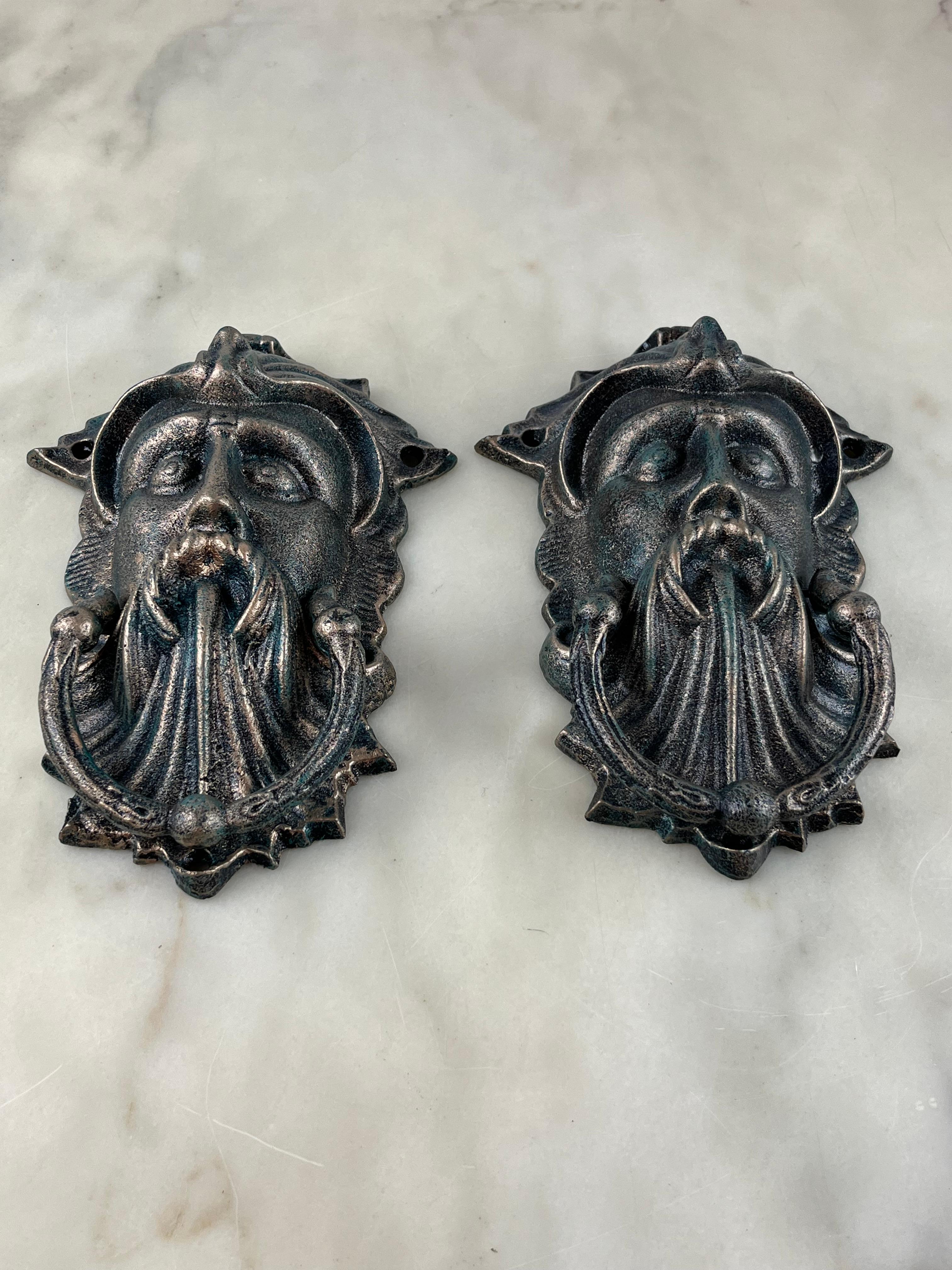 Late 20th Century Pair of Bronze Door Knockers, Italy, 1980s For Sale