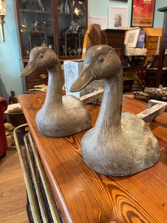 Pair of Bronze Duck Andirons, Early 20th Century