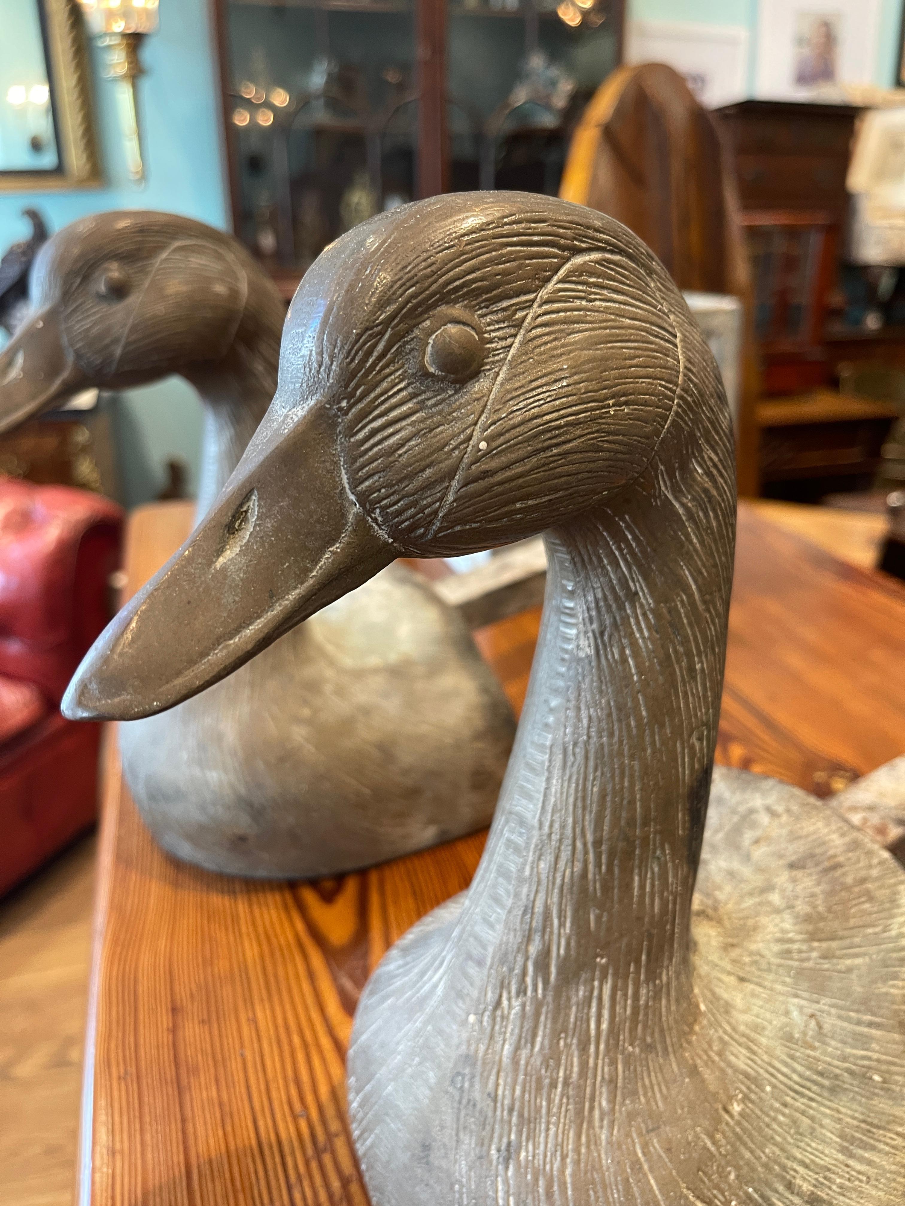 Unknown Pair of Bronze Duck Andirons, Early 20th Century 
