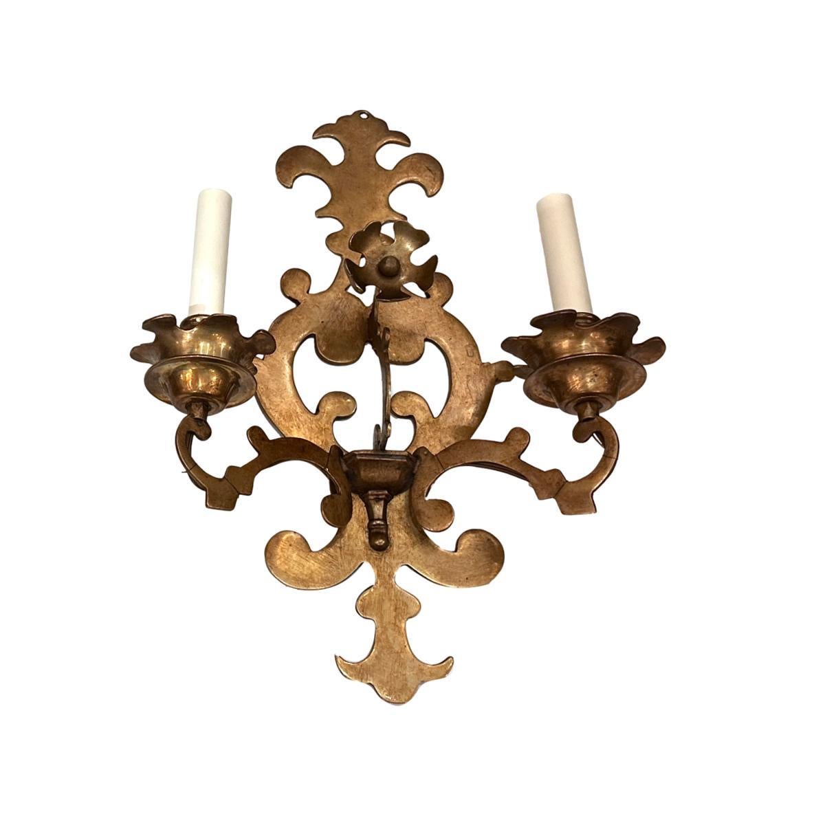 Bronzo Coppia di lampade olandesi in bronzo in vendita