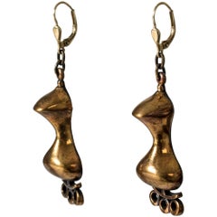 Pair of Bronze Earrings by Jorma Laine for Turun Hopea, Finland, 1970s