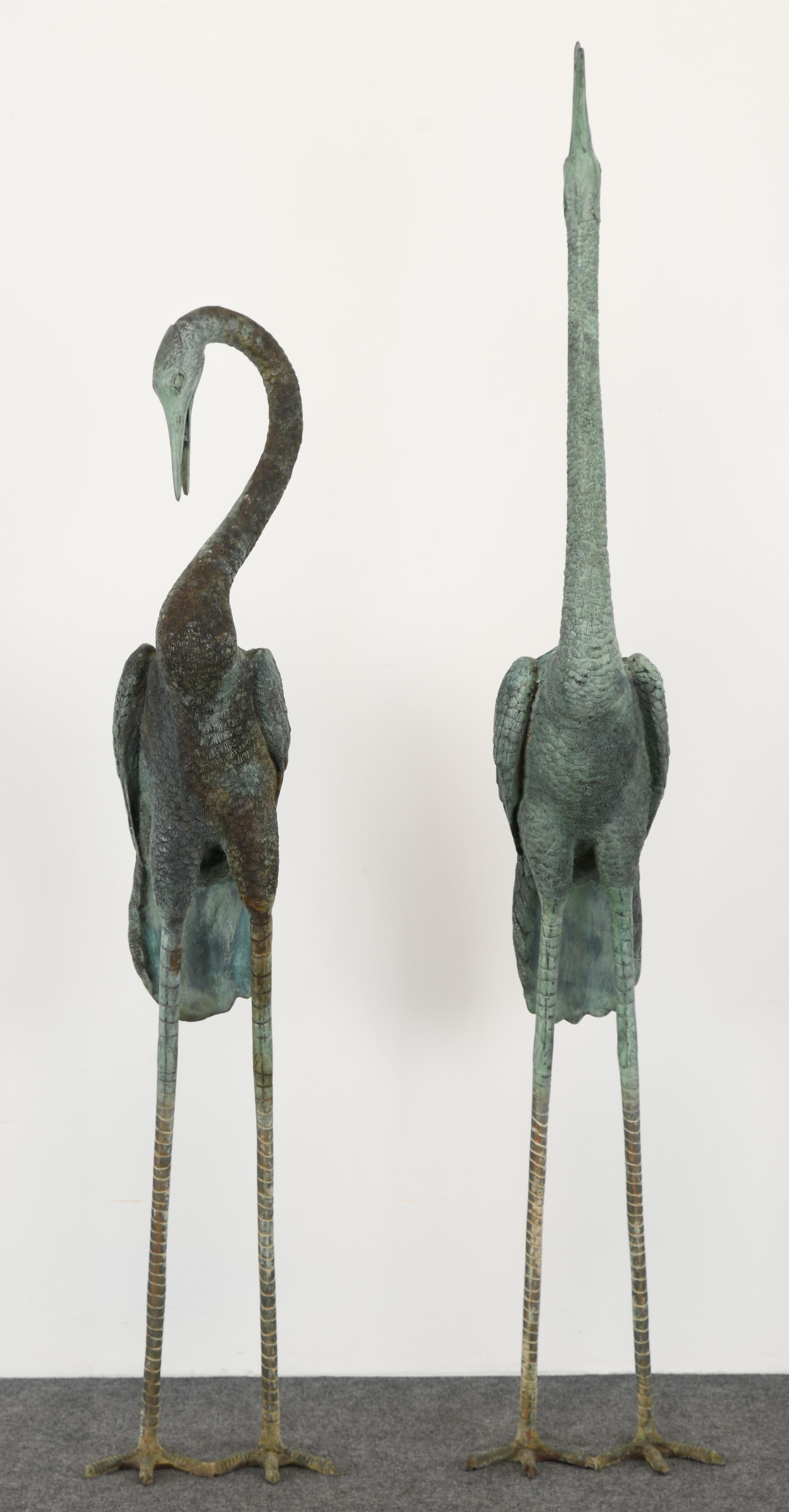 Pair of Bronze Egret Fountains, 1980s In Good Condition In Hamburg, PA