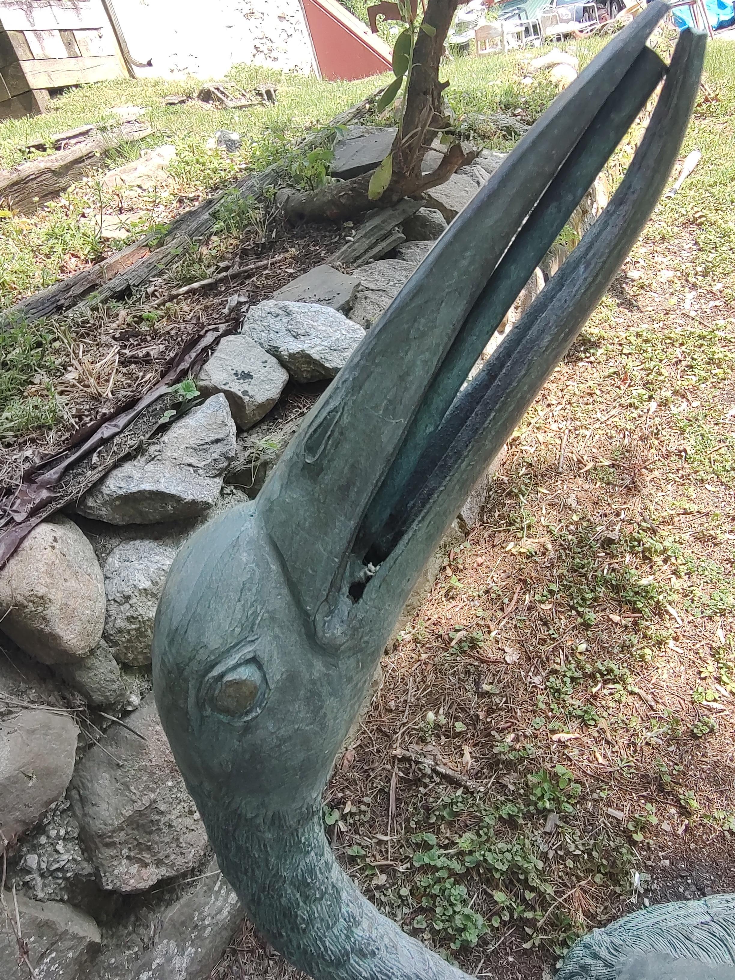 Japanese Pair of Bronze Egrets Garden Sculptures & Fountains