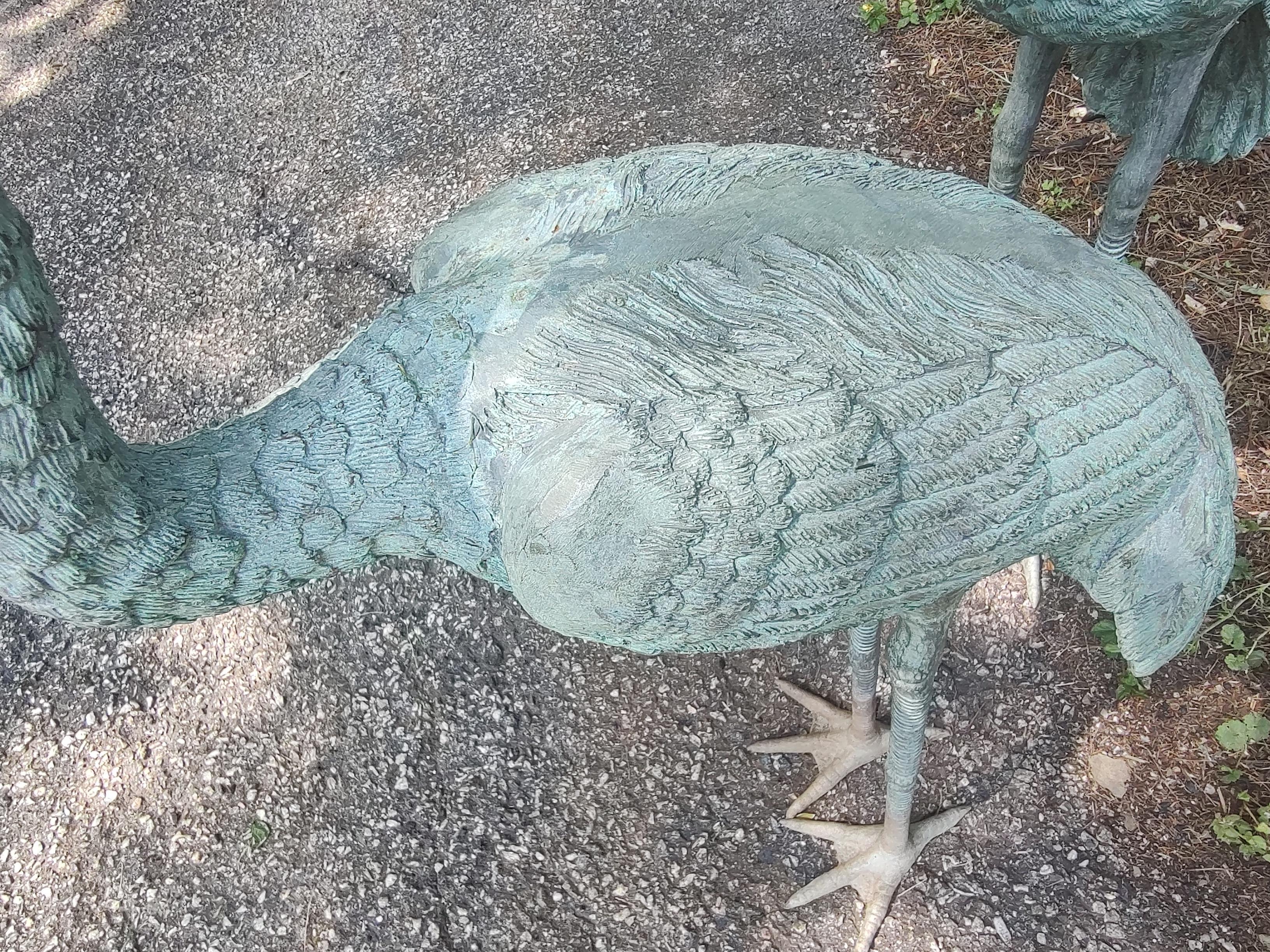 Pair of Bronze Egrets Garden Sculptures & Fountains 2