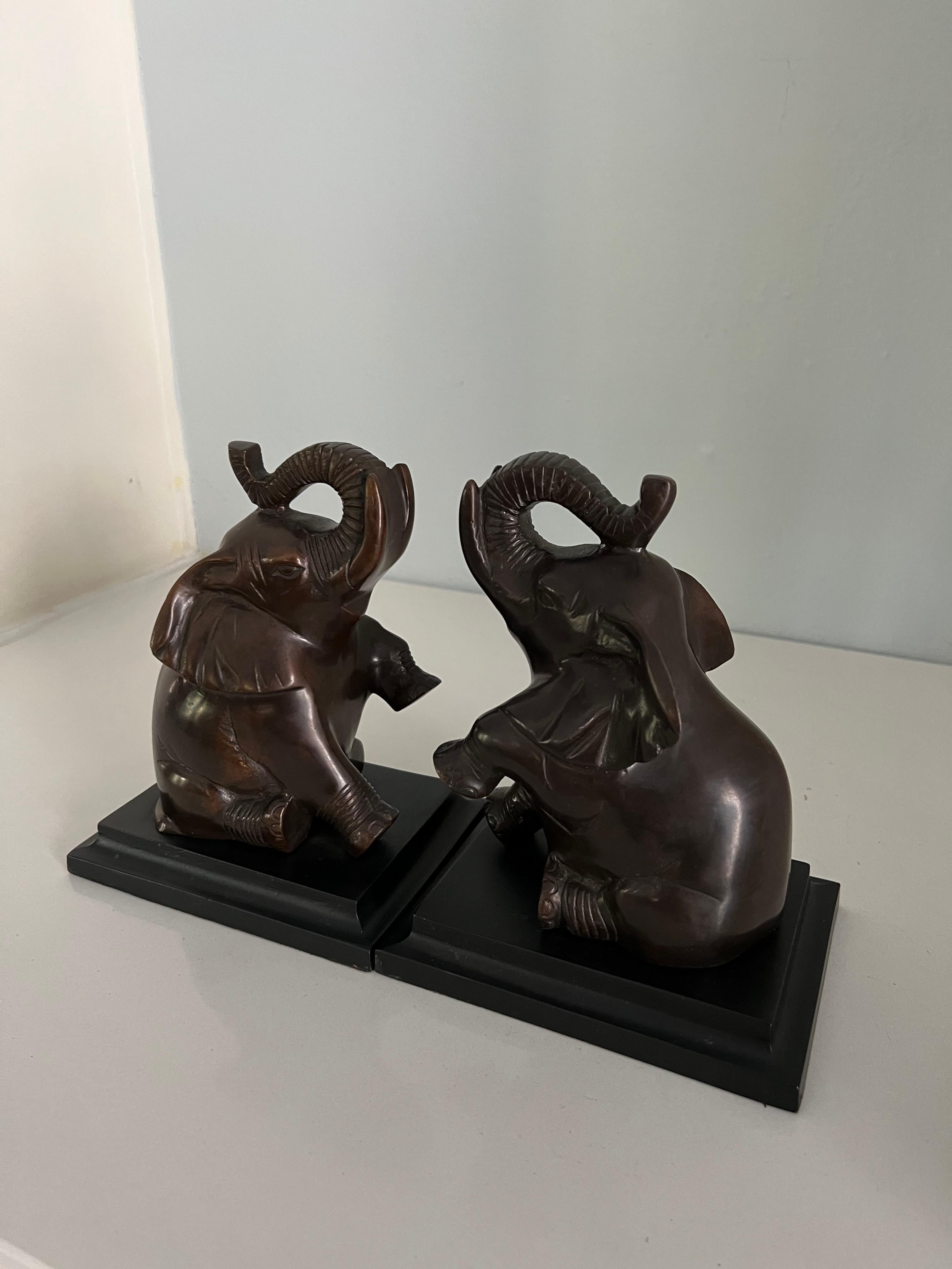 Pair of Bronze Elephant Bookends 3