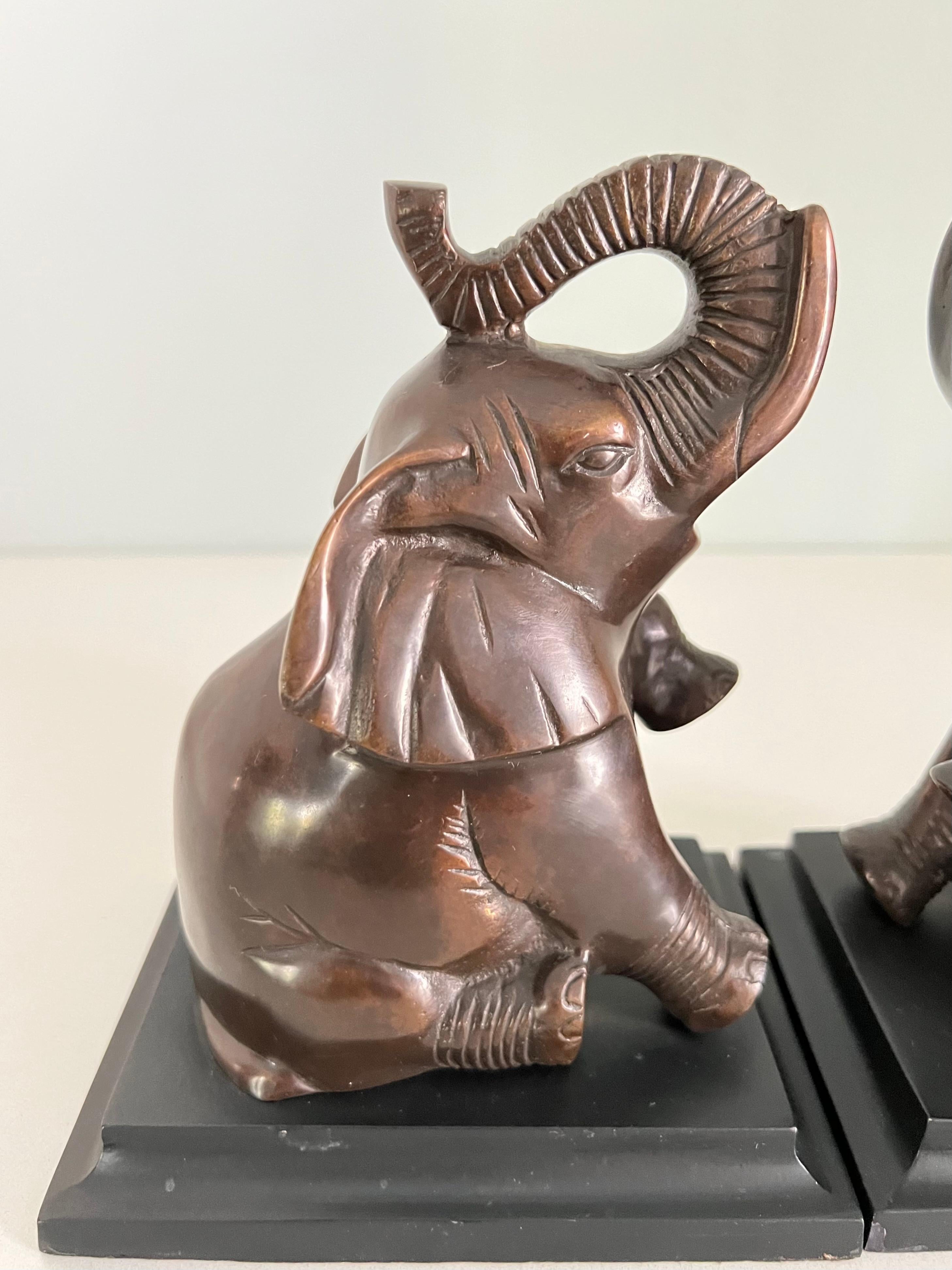 Pair of Bronze Elephant Bookends 4