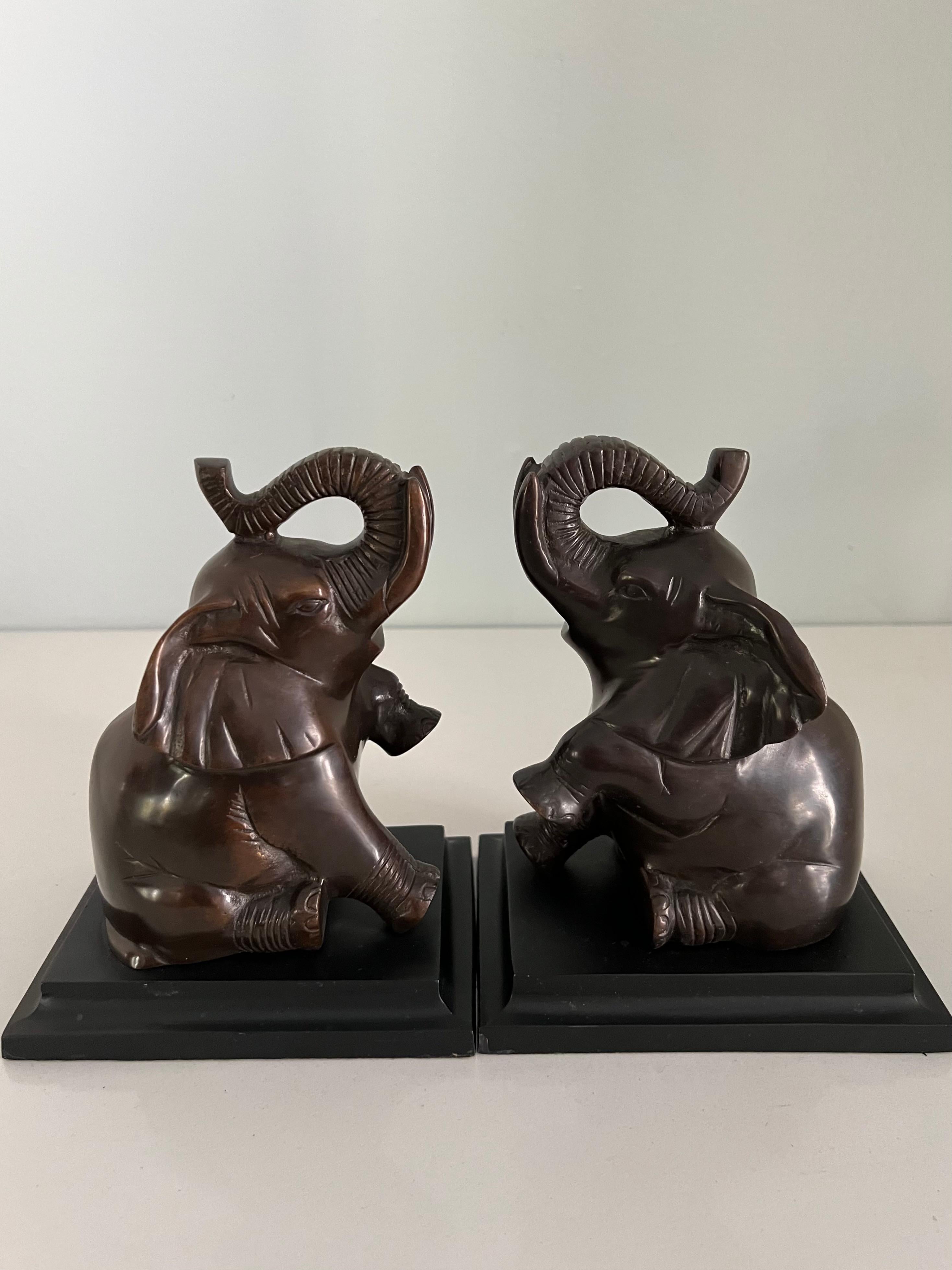 Pair of Bronze Elephant Bookends 2