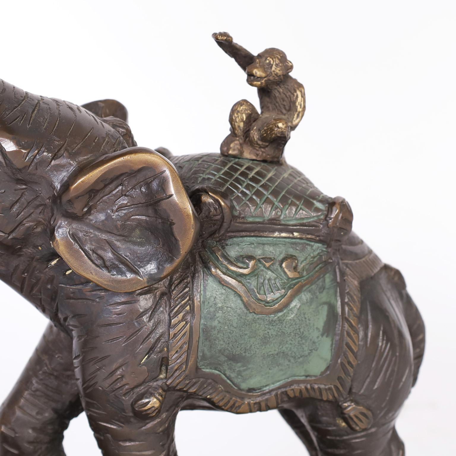 20th Century Pair of Bronze Elephant Table Lamps