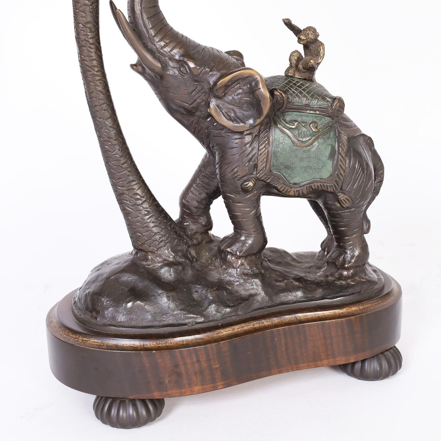 Pair of Bronze Elephant Table Lamps 1