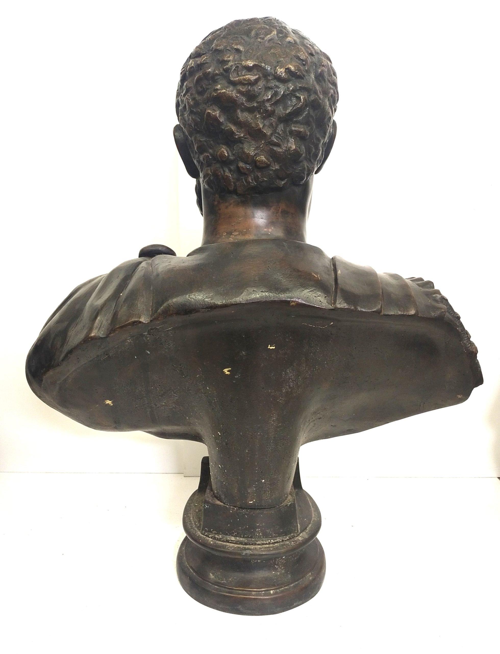 20th Century Pair of bronze emperor busts For Sale