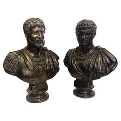 Vintage Pair of bronze emperor busts