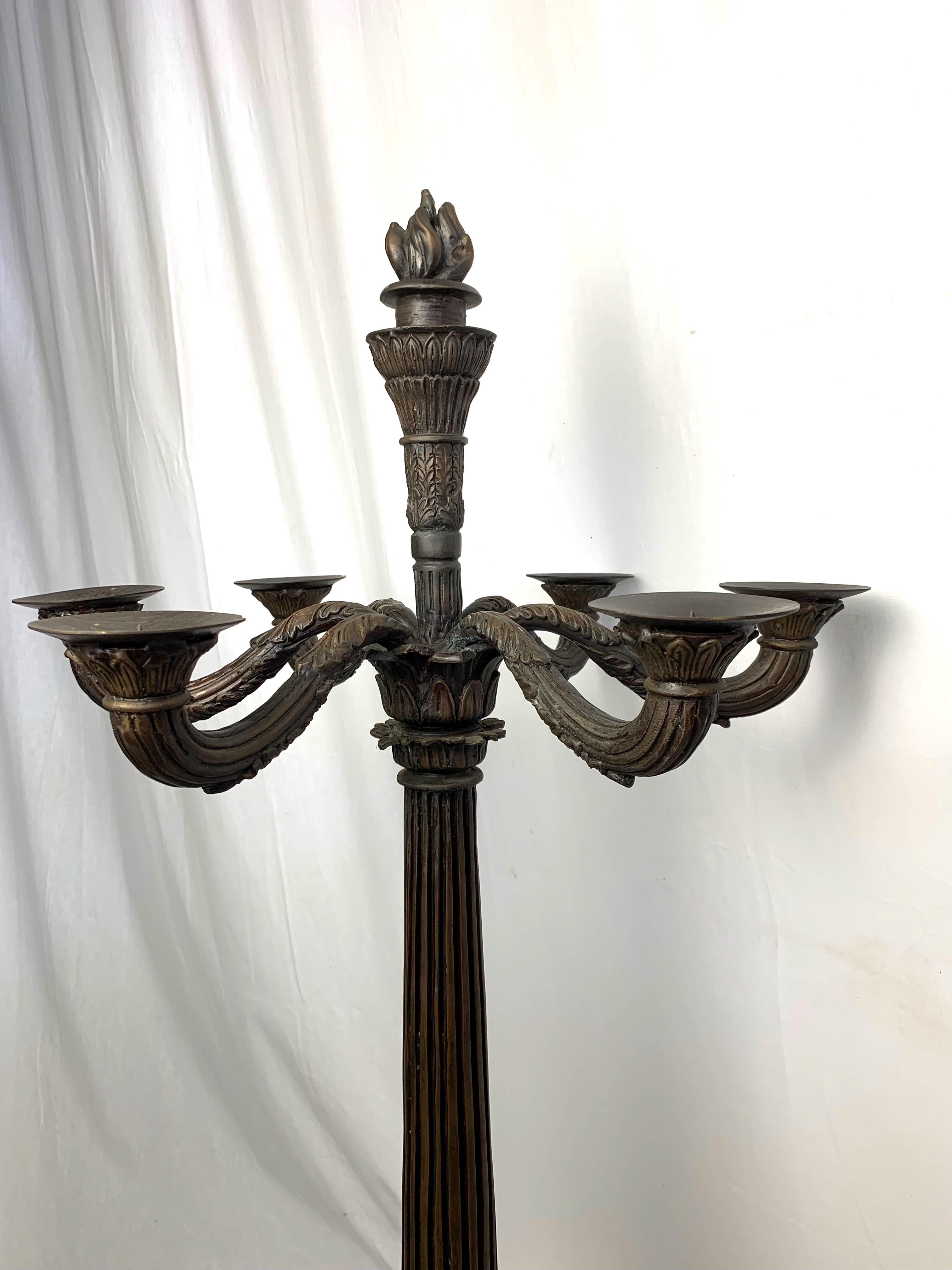 Pair of Bronze Empire Candelabras, France For Sale 1