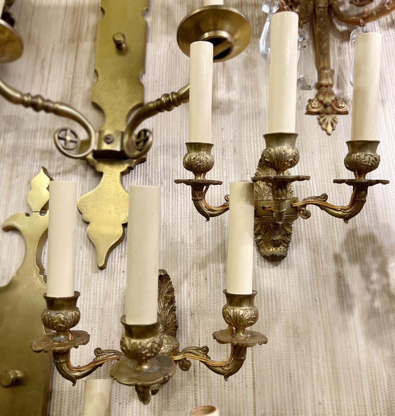 Pair of Bronze Empire Sconces In Good Condition For Sale In New York, NY