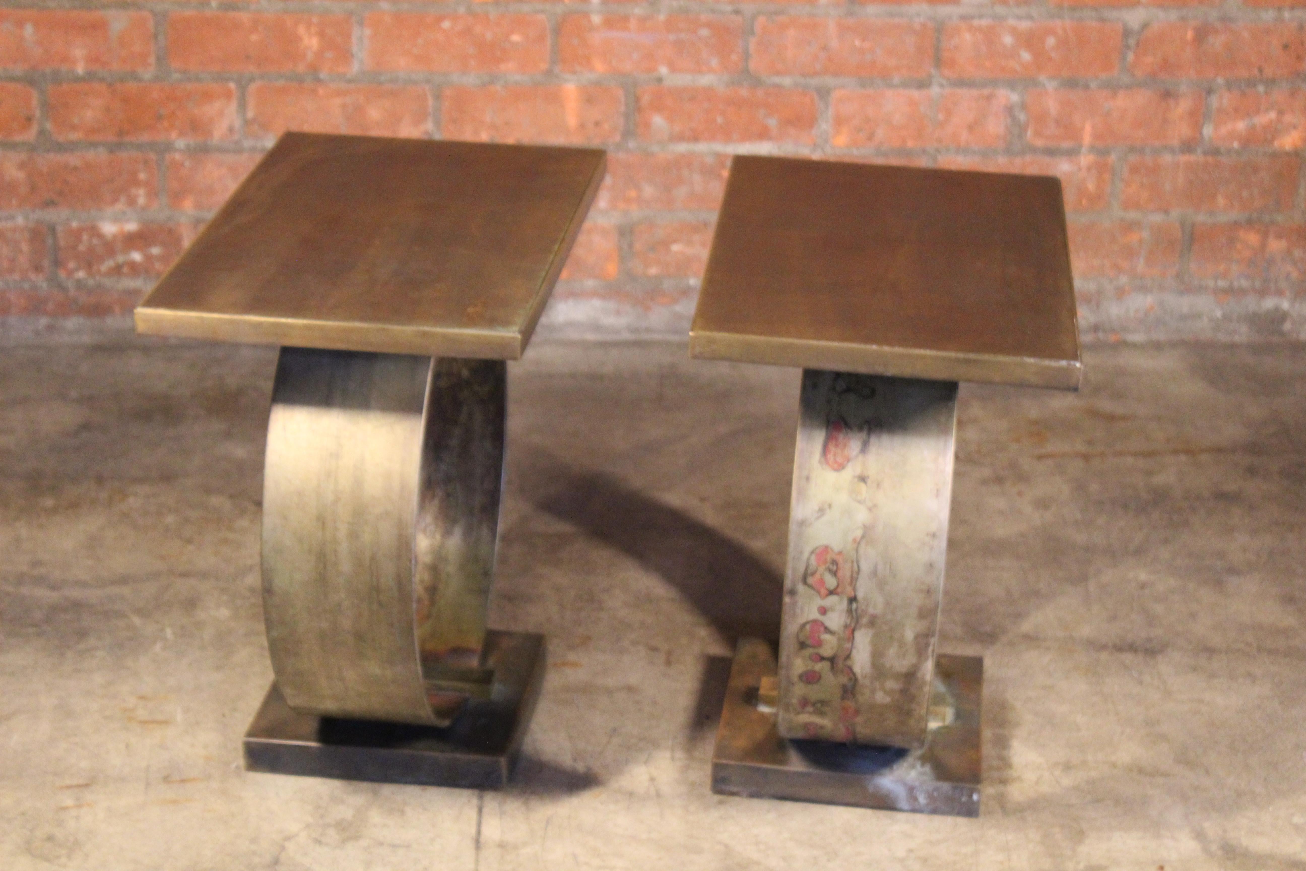 Late 20th Century Pair of Bronze End Tables, 1970s