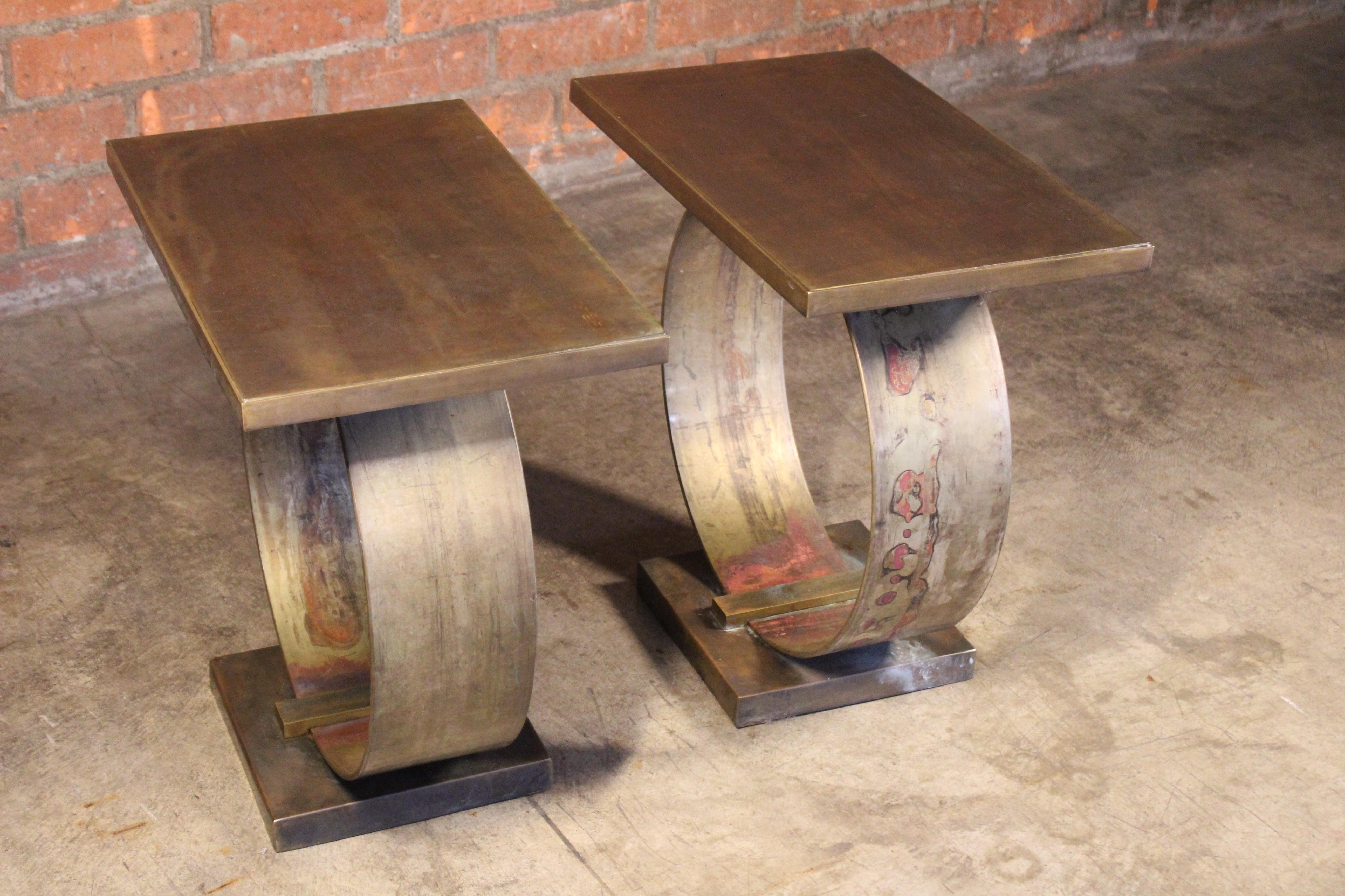 Pair of Bronze End Tables, 1970s 1